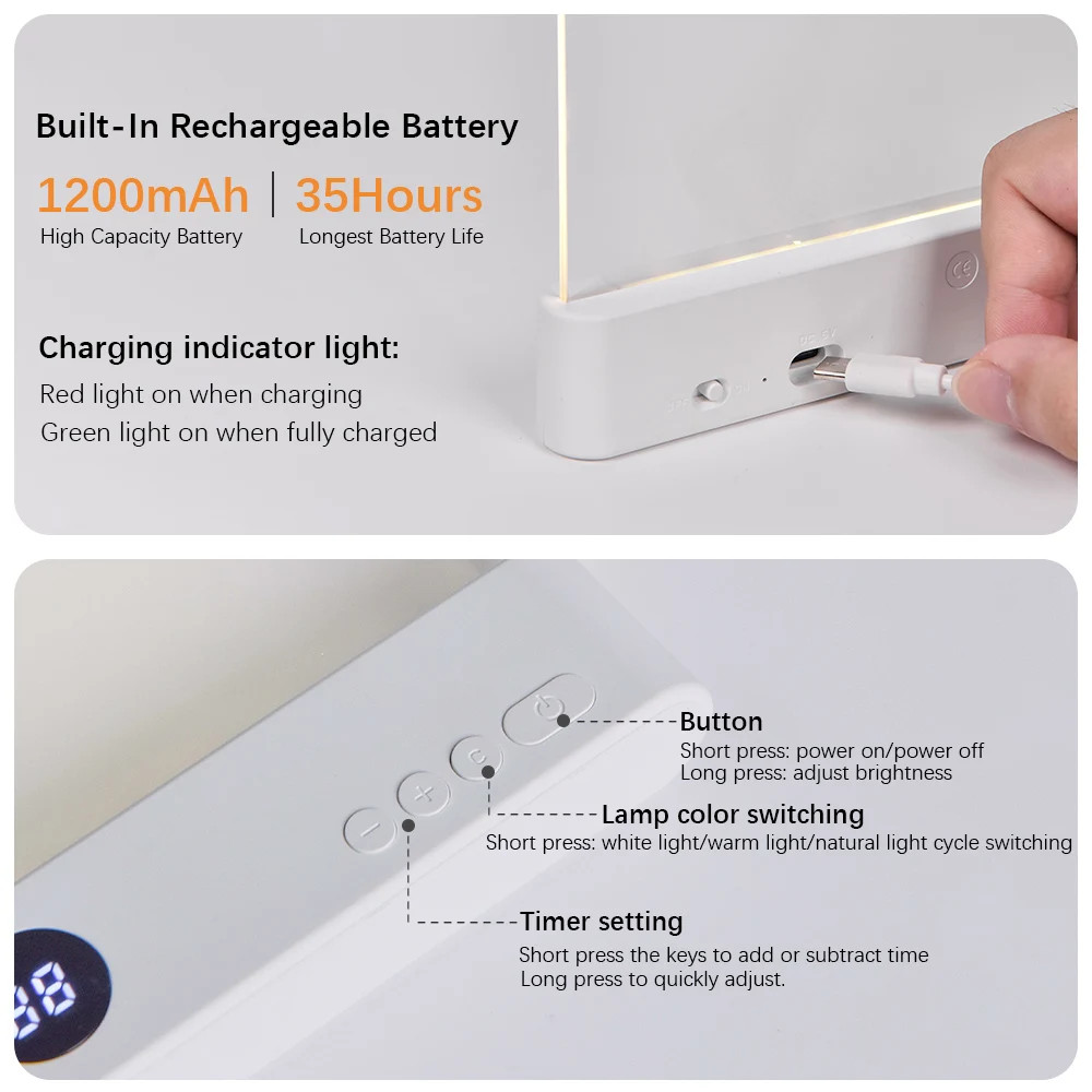 LED Book Reading Light & Night Light 2-in-1 | USB Rechargeable | 3 Color Modes