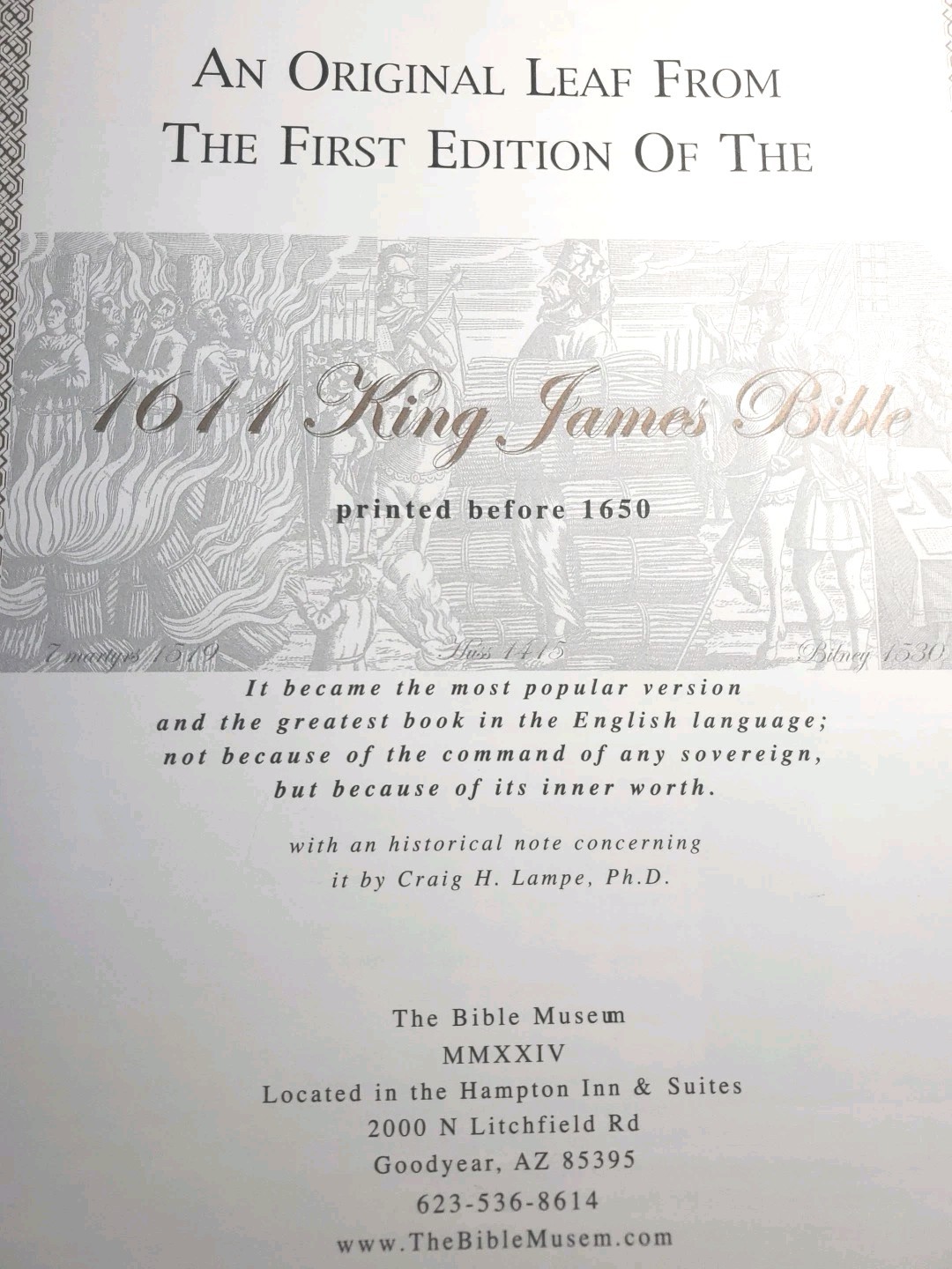 1611 King James Bible 1st Edition Facsimile AND Original Page Leaf 1600s 1st Chr