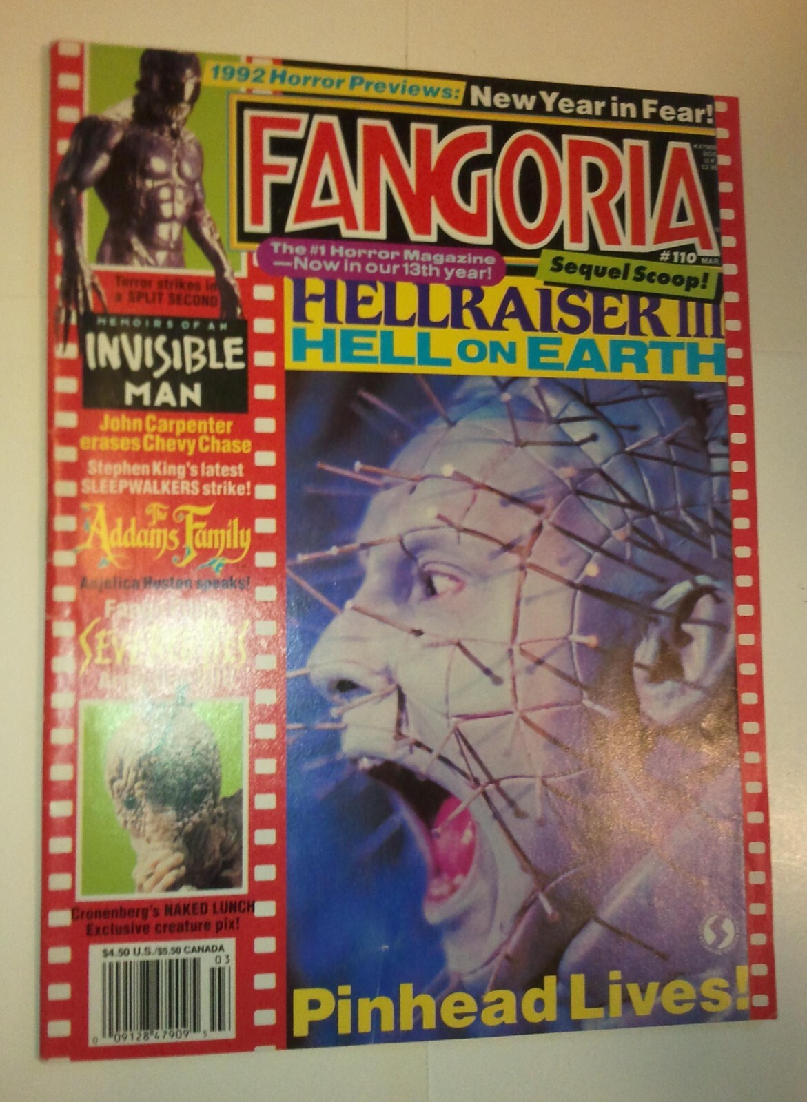 Fangoria #110 March 1992 Hellraiser Cvr Split Second Addams Family Naked Lunch