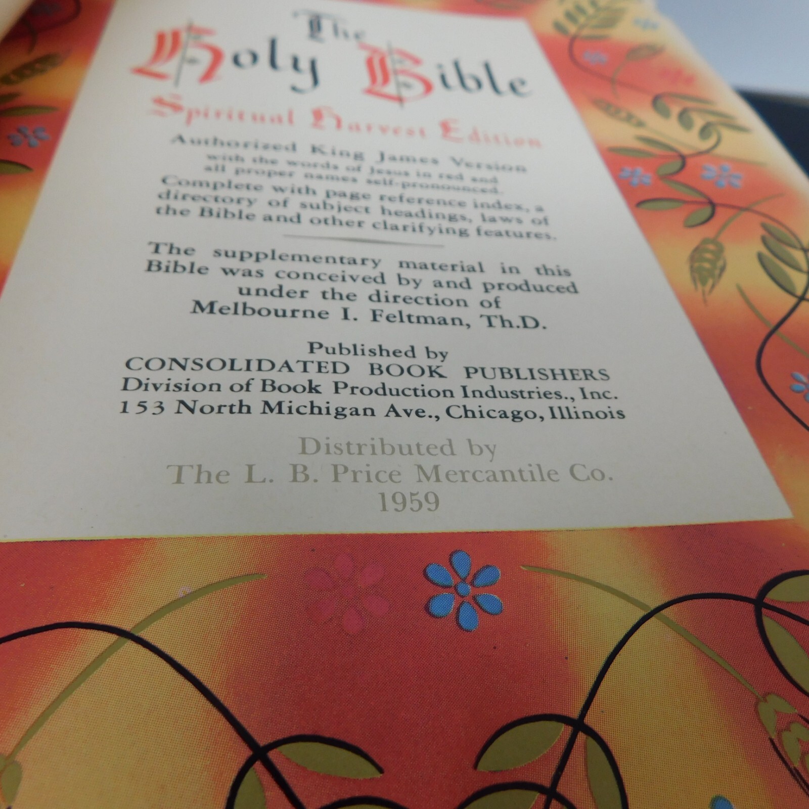 1959 The Holy Bible Spiritual Harvest Edition KJV (Leather, Indexed, USA)