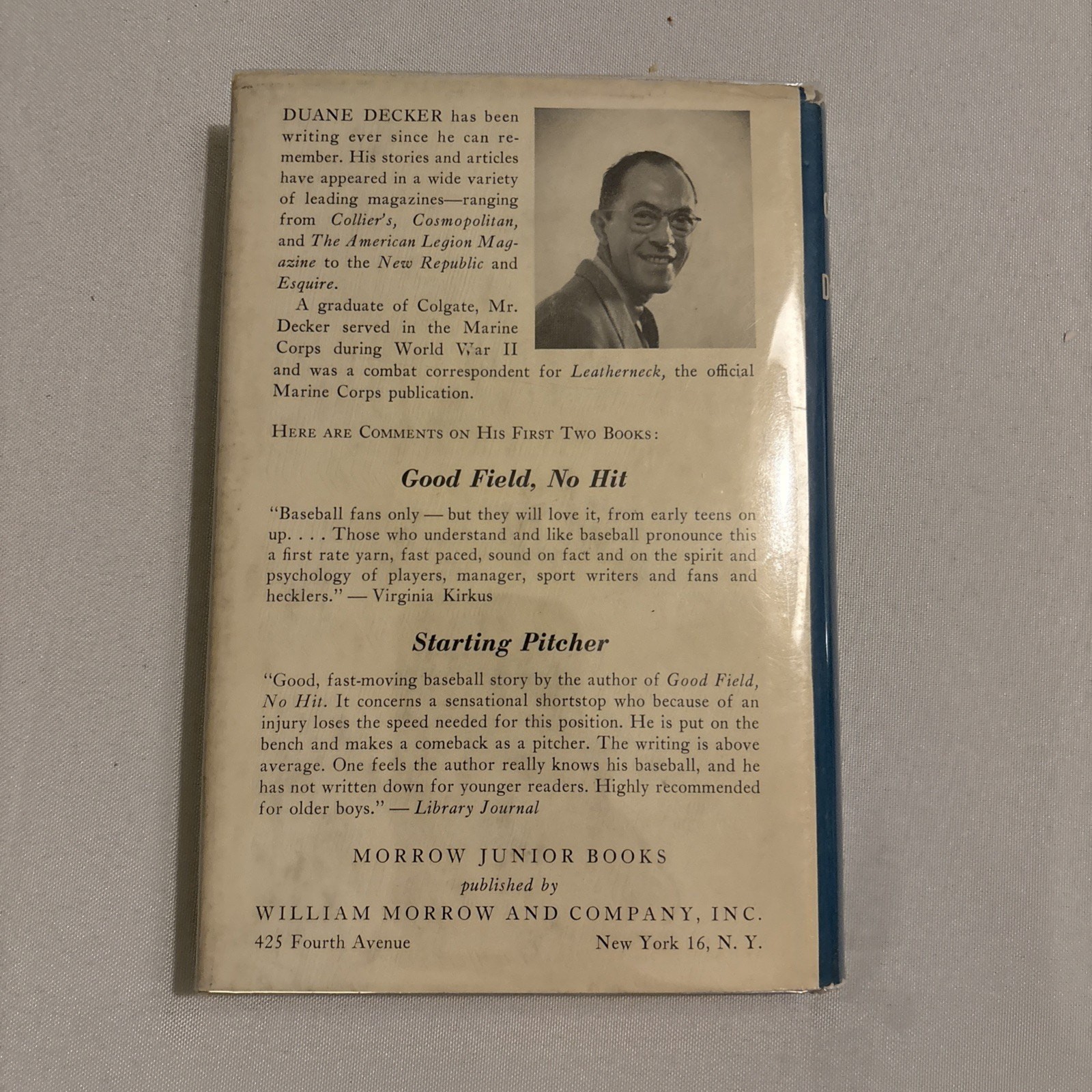 DUANE DECKER Catcher From Double A 1950 First baseball book 1st Edition