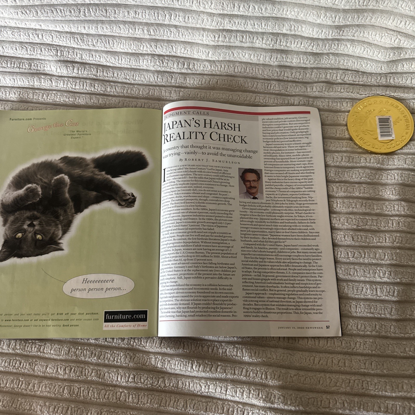 Newsweek Commemorative Y2K 1/1/2000 Issue And Chocolate Y2K Gold Coin