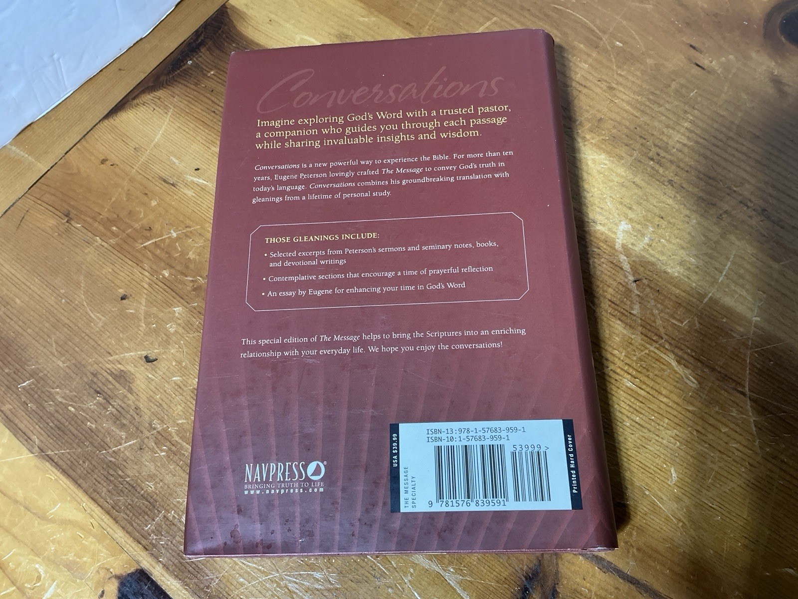 Conversations The Message Bible With Its Translator EUGENE H. PETERSON HC/DJ