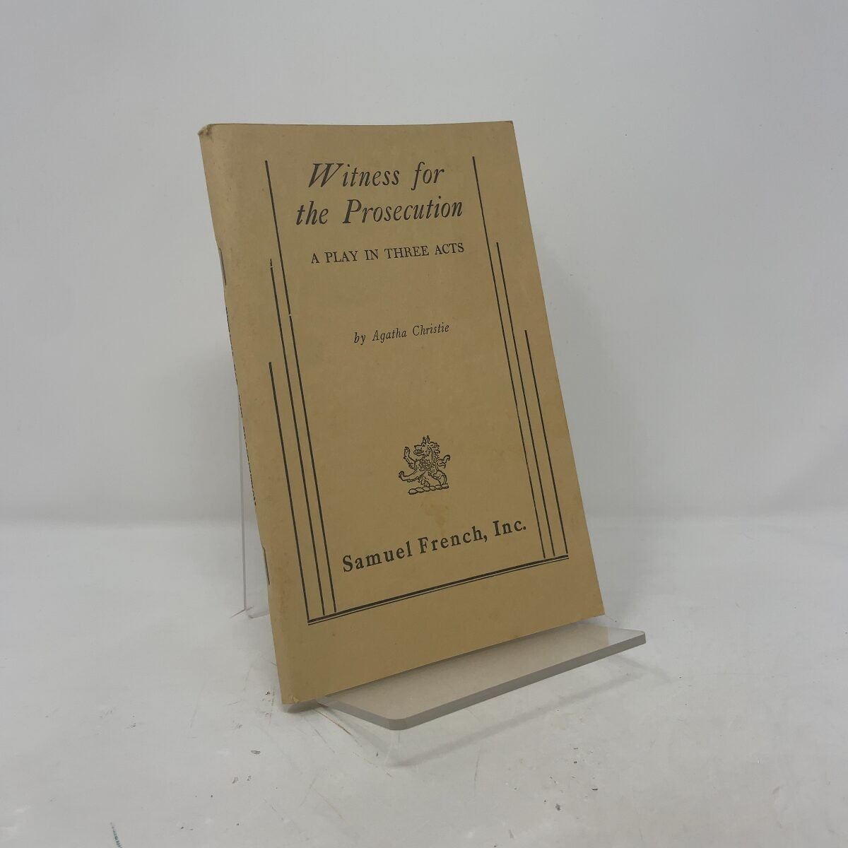 Witness for the Prosecution by Agatha Christie PB First Edition Very Good 1954