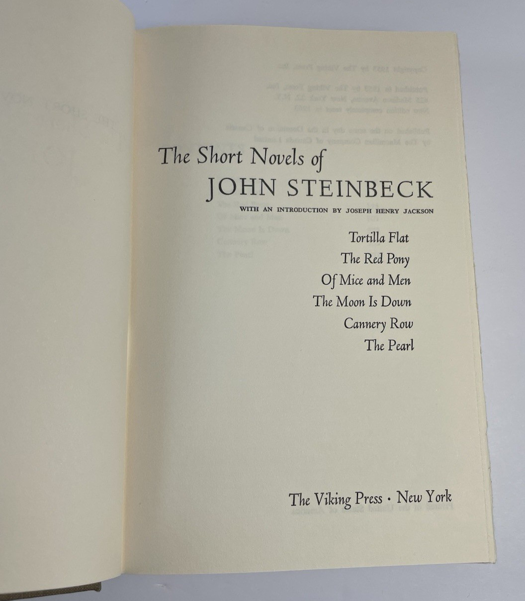John Steinbeck Short Novels 1953 & The Winter of Our Discontent 1961 Set HC