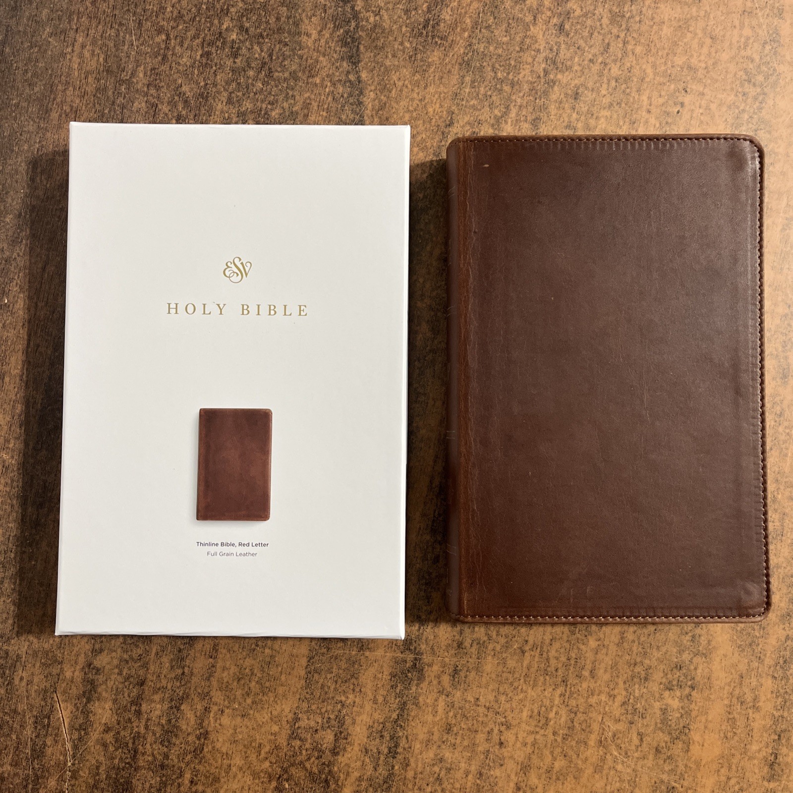 ESV Thinline Bible – ESV 2025 Text – Saddle Brown, Full Grain Genuine Leather