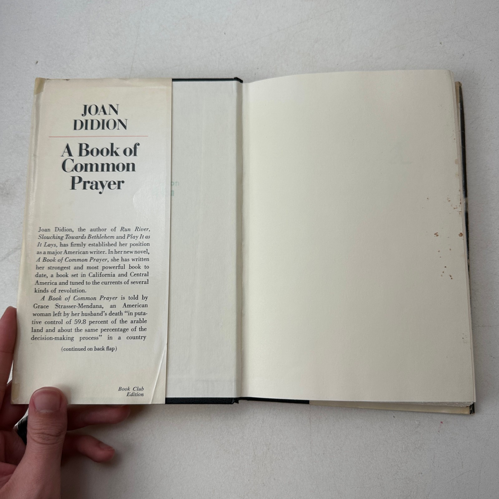 A Book of Common Prayer Joan Didion HC DJ 1977 Book Club Edition