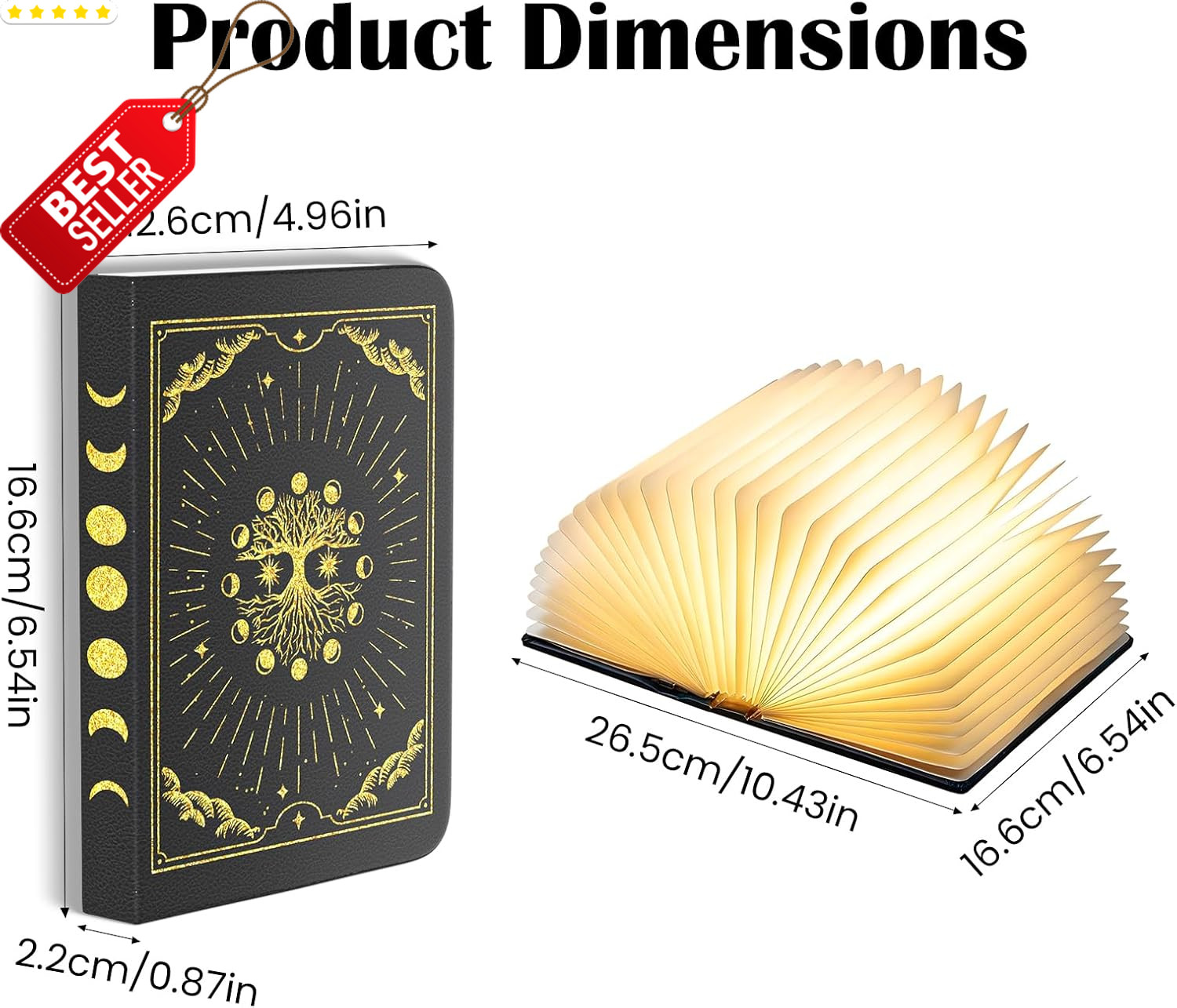 6.5in Foldable Book Lamp Rechargeable Paper Light Embossed Night Light – US