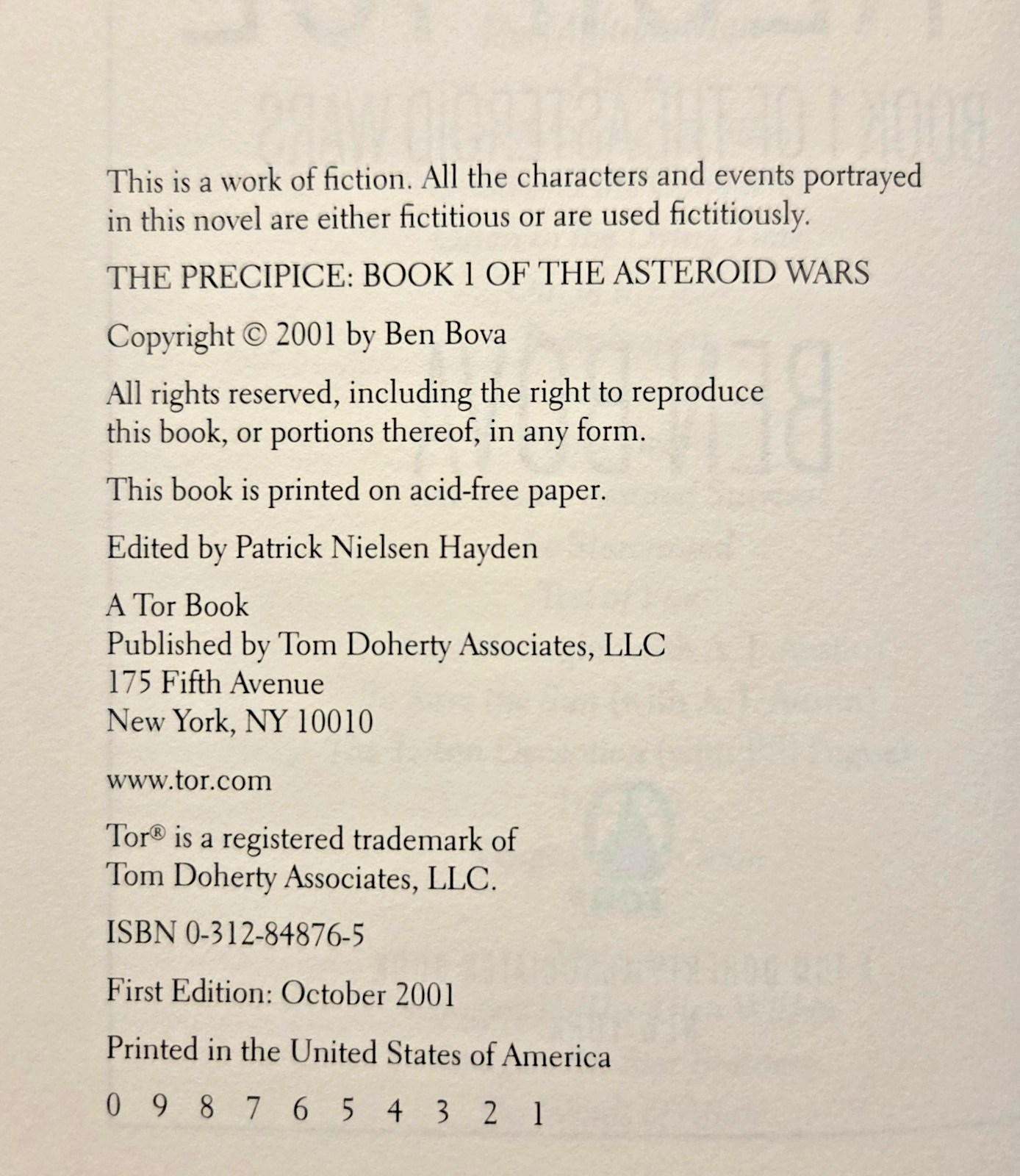 Precipice by Ben Bova (2001, Hardcover)