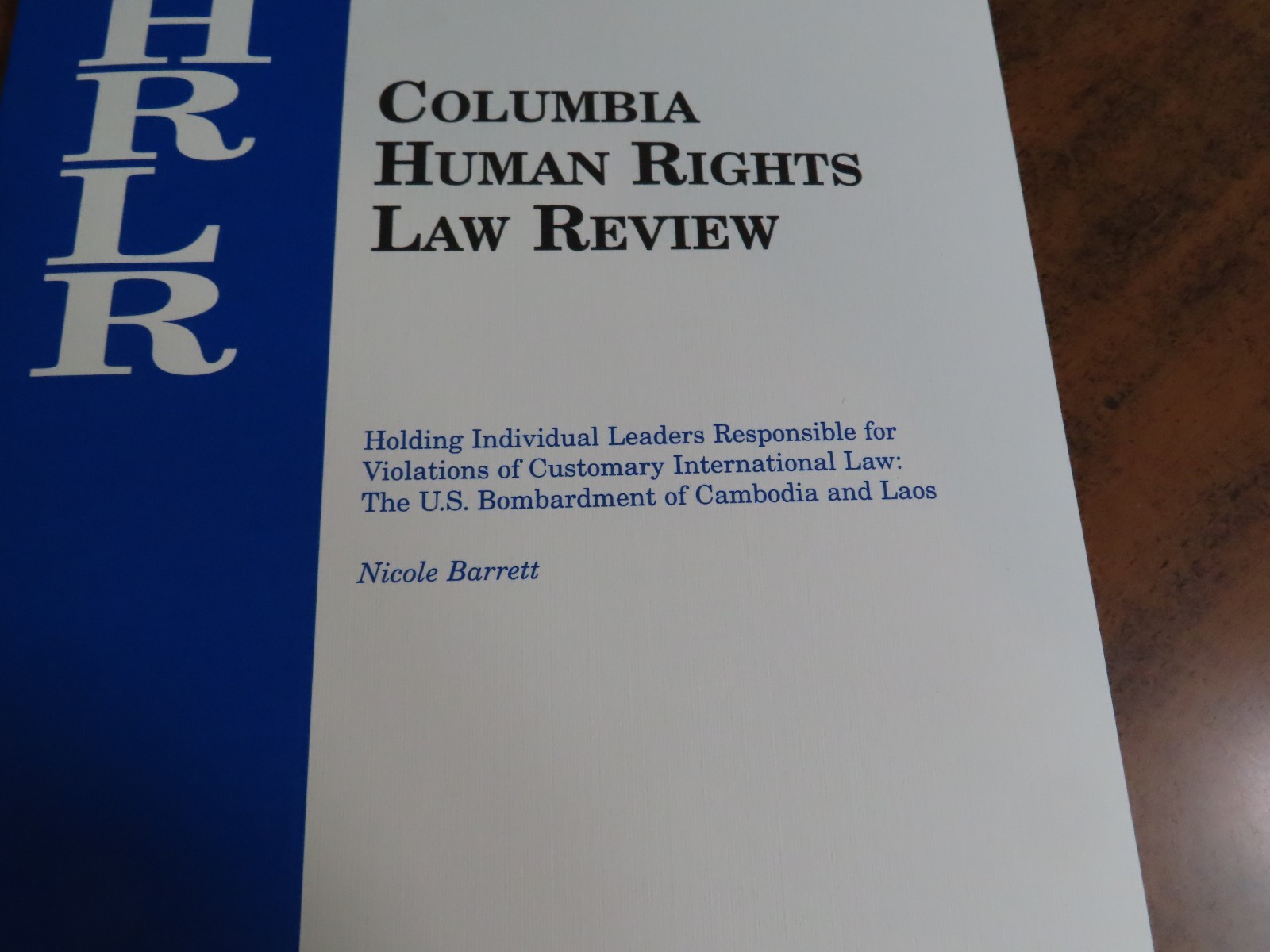 Columbia Human Rights Law Review Volume 32 Number 2 Spring 2001 Nicole Barrett