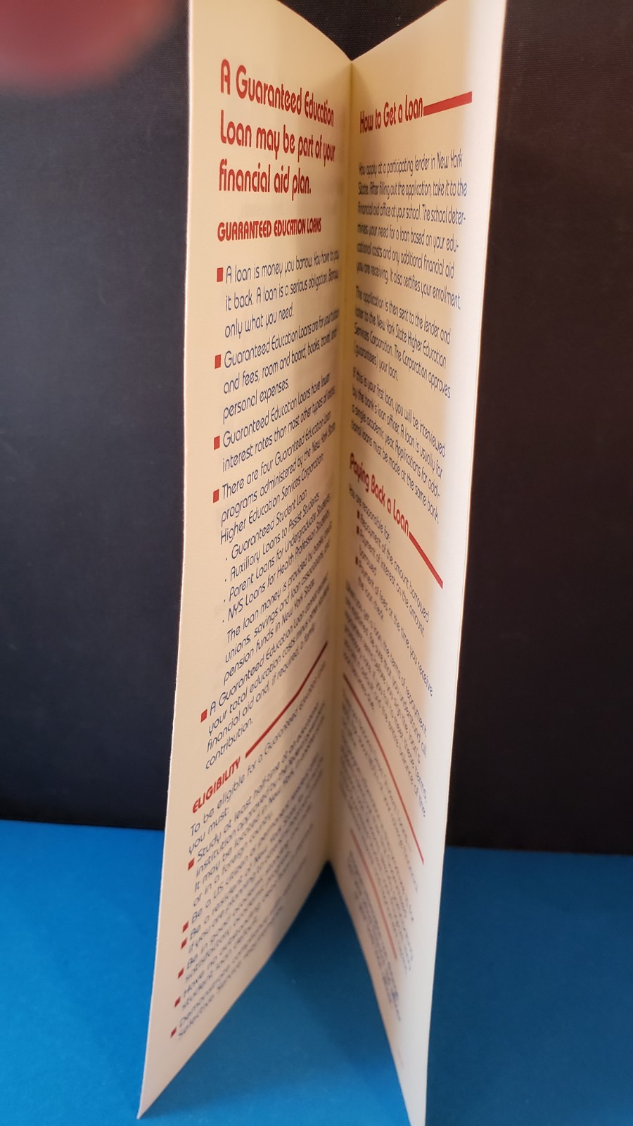 1983 Brochure – Pamphlet “NEED HELP? GUARANTEED EDUCATION LOANS” New York State