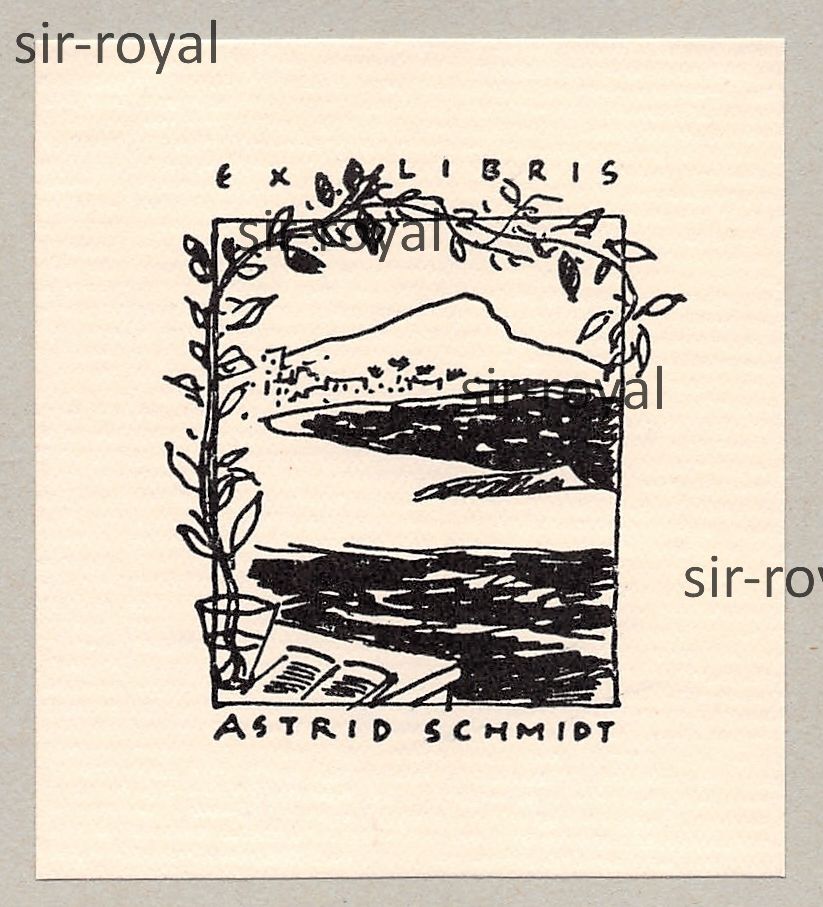 LEO ESTVAD – Exlibris für Astrid Schmidt – Dänemark ~7x7cm