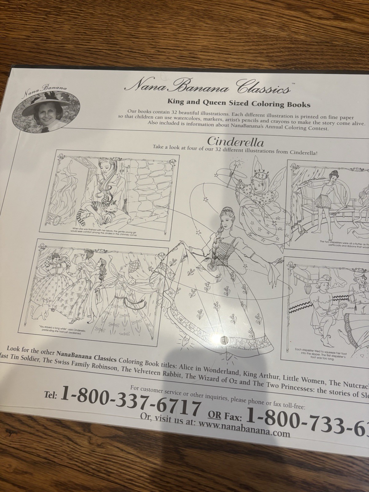 Cinderella Nana Banana Large Coloring Book Vintage Sealed 32 Pages 20” X 14”