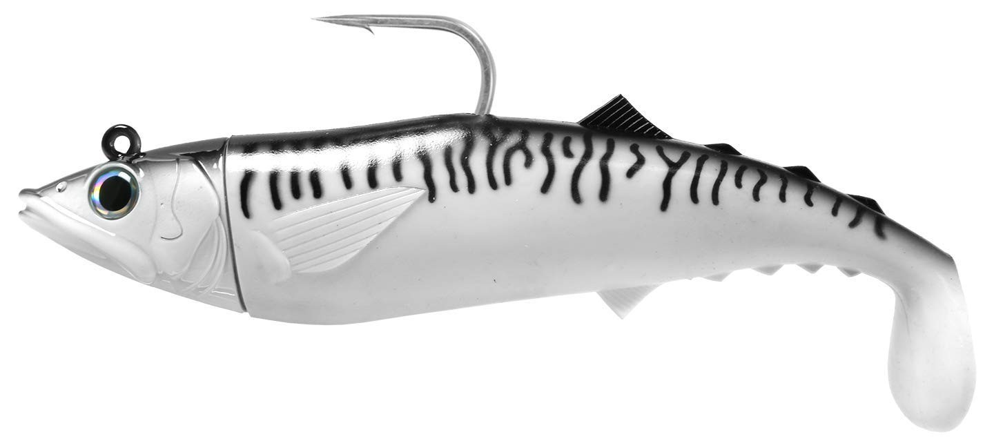 FishLab Mack Attack Soft Swimbait 8″ 8 in 9.5 oz, Silver/Black Mackerel