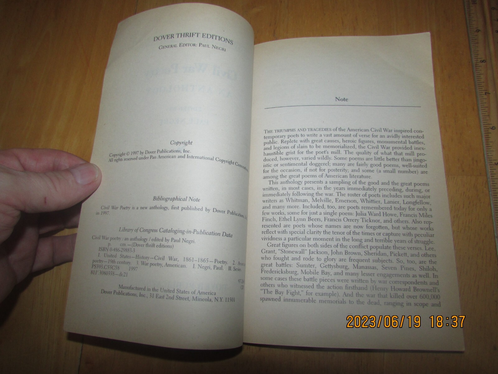 Civil War Poetry : An Anthology by Paul Negri (1997, Trade Paperback)