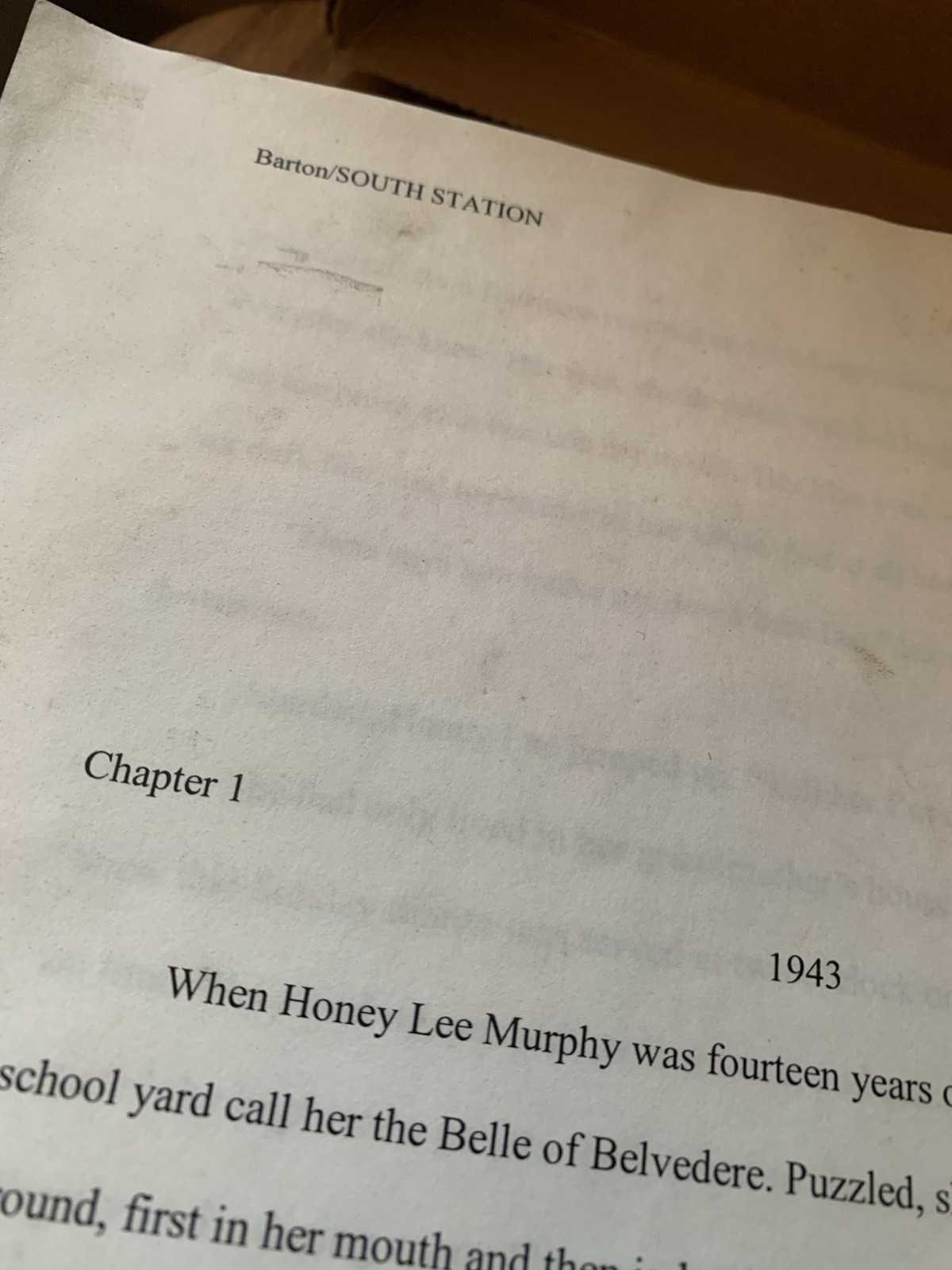 RARE Original Manuscript Typed “South Station” by Alice Barton Book 382 pages