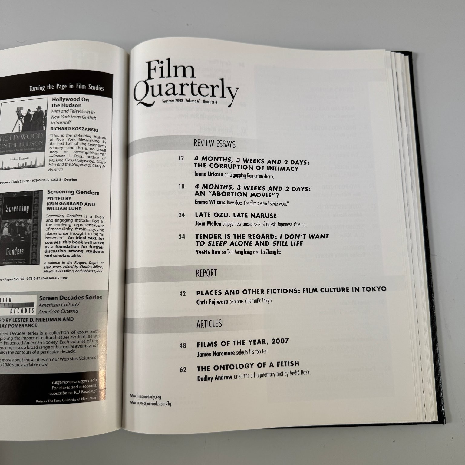 Film Quarterly Magazine Lot 2007-2008 Full Year Volume 61 Film Culture Books