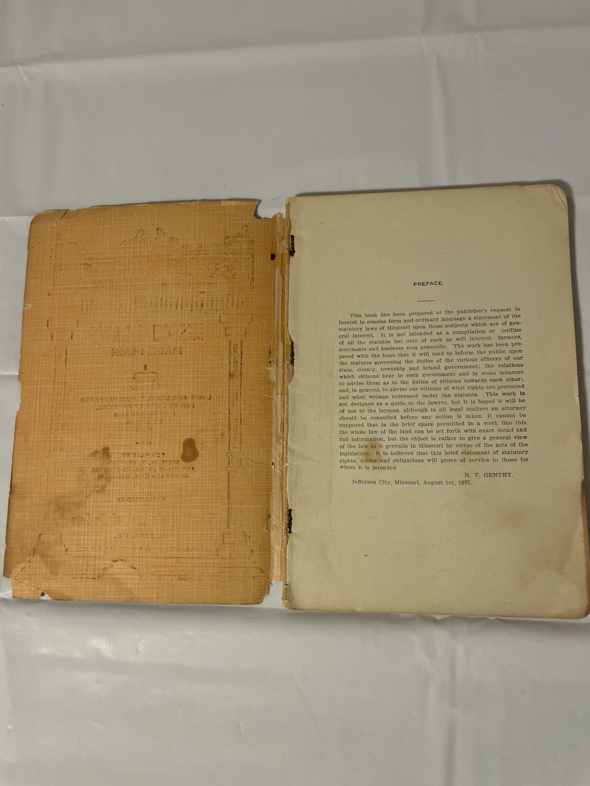 1905 Missouri Laws Made Plain Book N.T. Gentry Legal Reference Antique Vintage