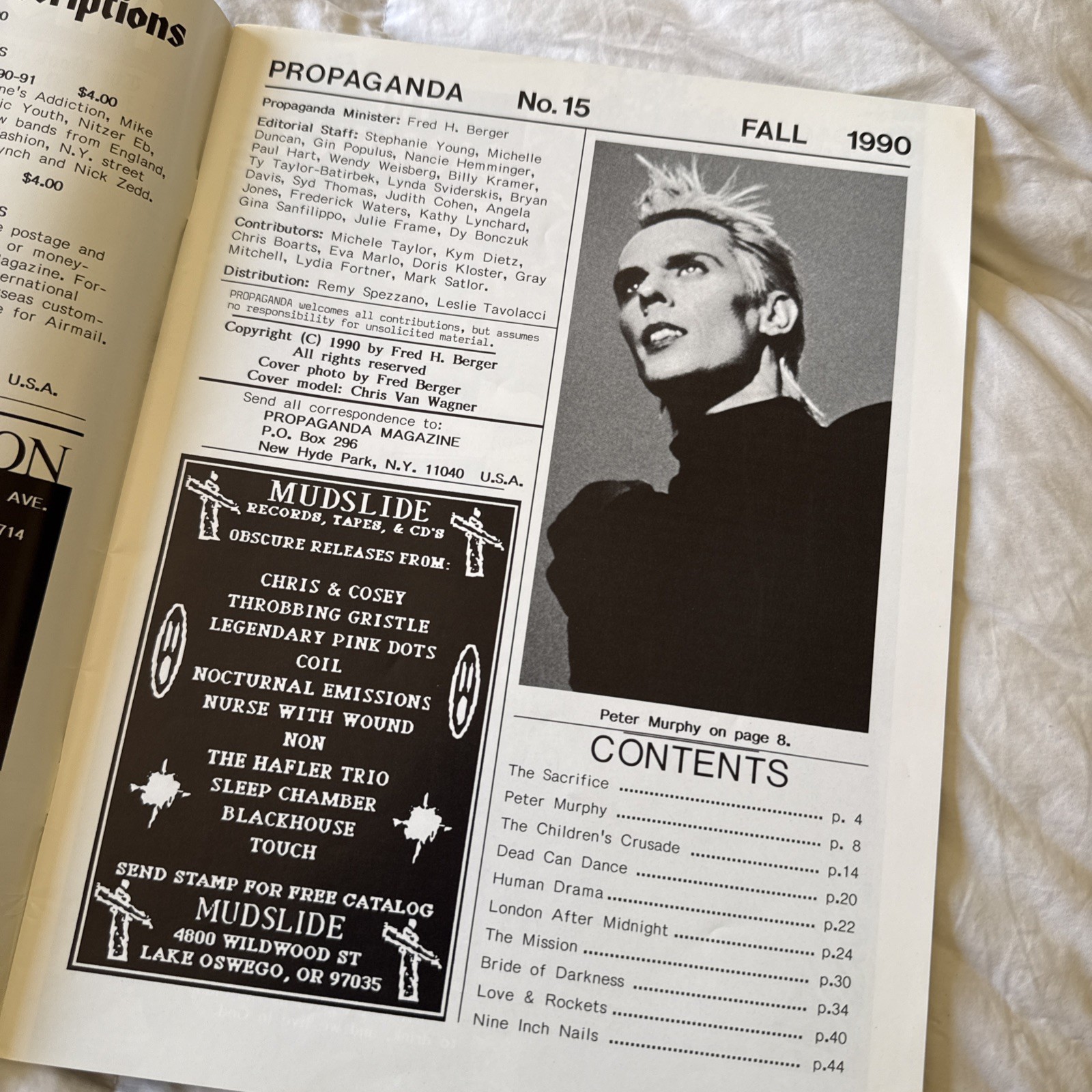 Vintage Propaganda Magazine No. 15 Book of the Dead Goth Zine Fall 1990