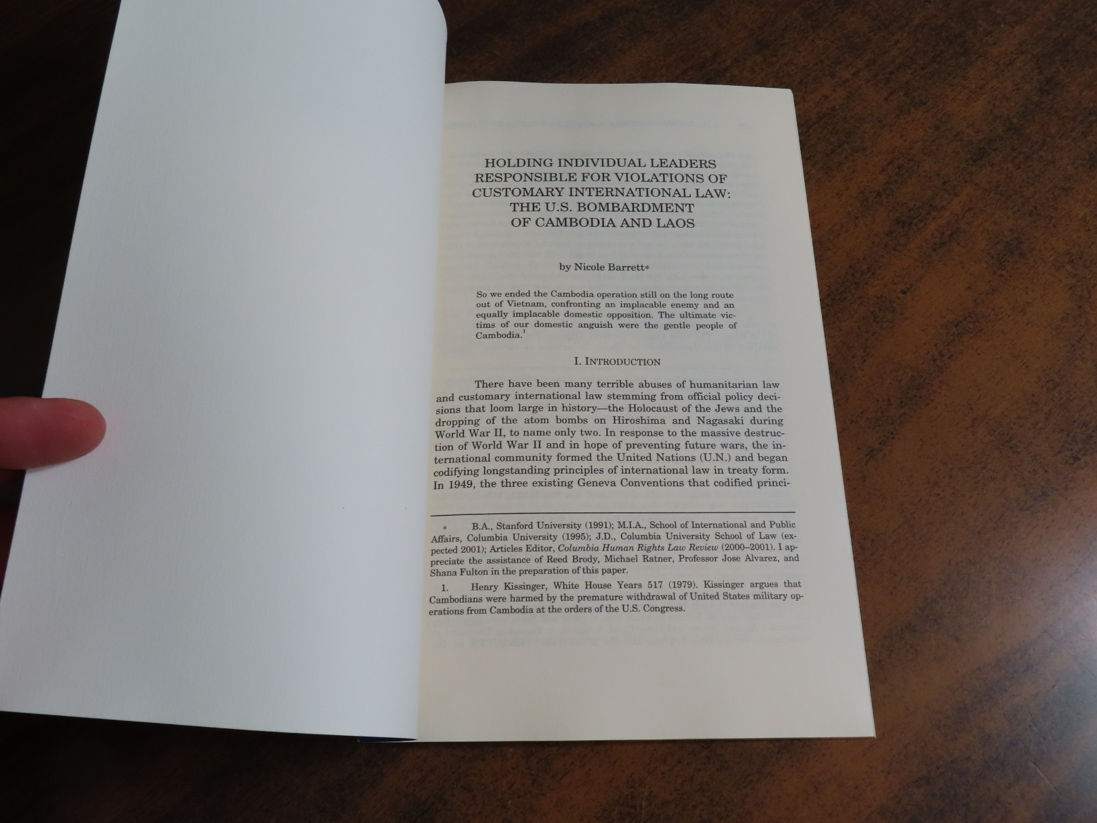 Columbia Human Rights Law Review Volume 32 Number 2 Spring 2001 Nicole Barrett