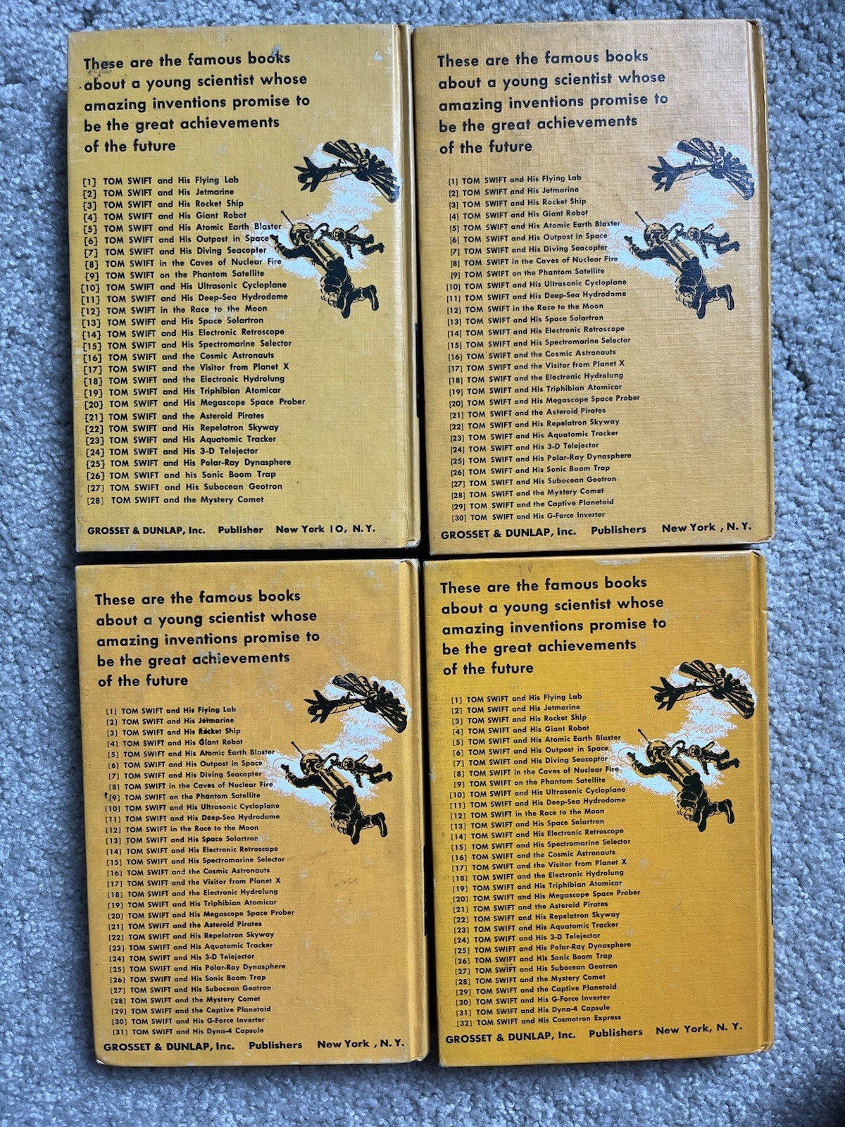 Tom Swift Lot Of 4 Hardbacks – #26, 30 G-Force, 31 Dyna-4, 32 Cosmotron Express