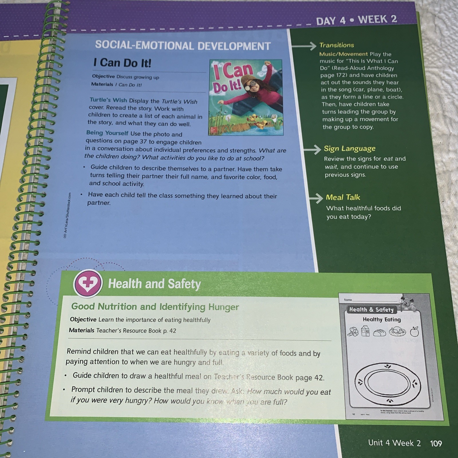 World of Wonders Unit 4 Food TK / Preschool K Teacher’s Edition McGraw-Hill