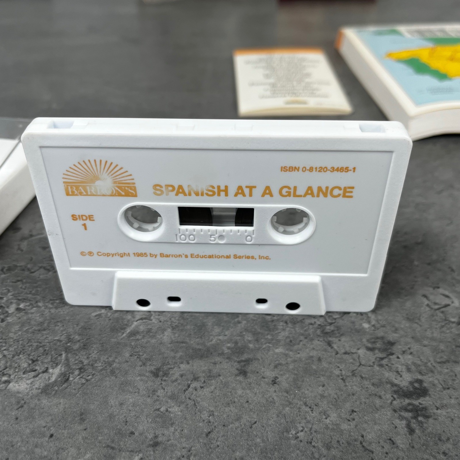 Barron’s Spanish At A Glance Cassette Phrasebook Dictionary Vintage 1985 Set