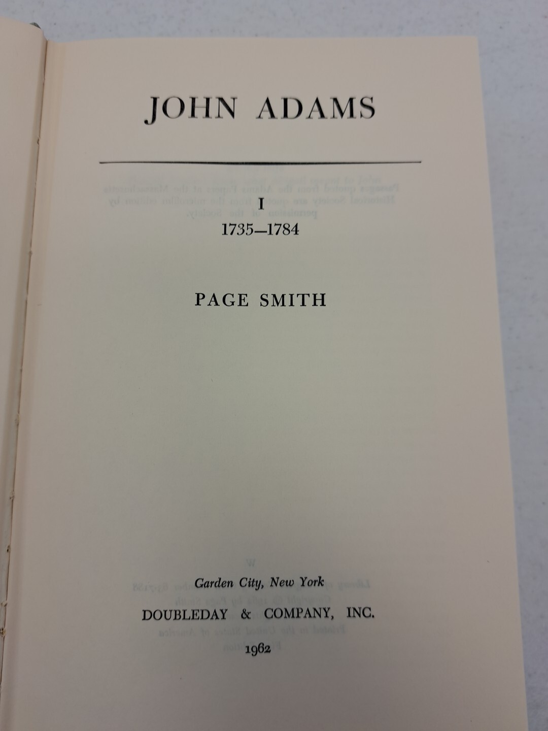 VINTAGE 1962 First Edition Hardcovers JOHN ADAMS Volumes 1 & 2
