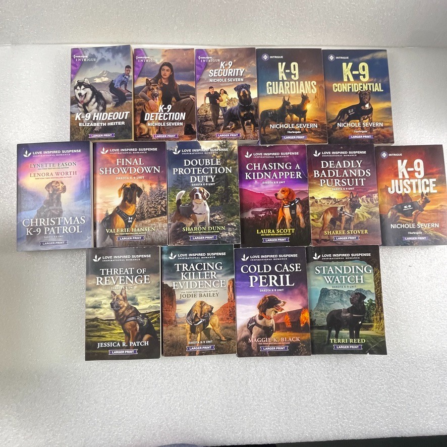 Harlequin Intrigue Love Inspired Suspense K-9 Dog Romance Book Lot 15 LP VG