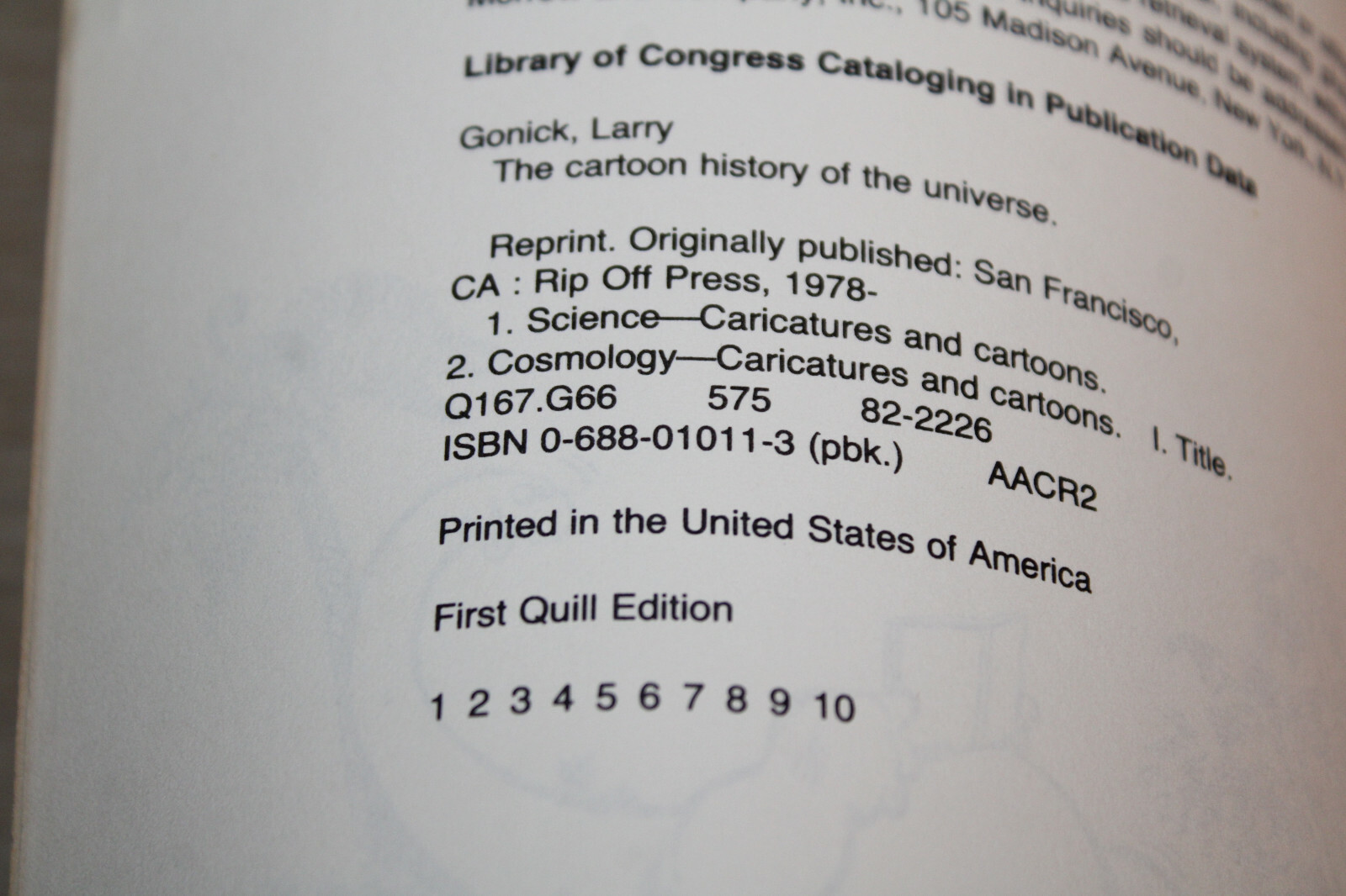 Cartoon History of Universe Kno by Larry Gonick Paperback FIRST QUILL EDITION
