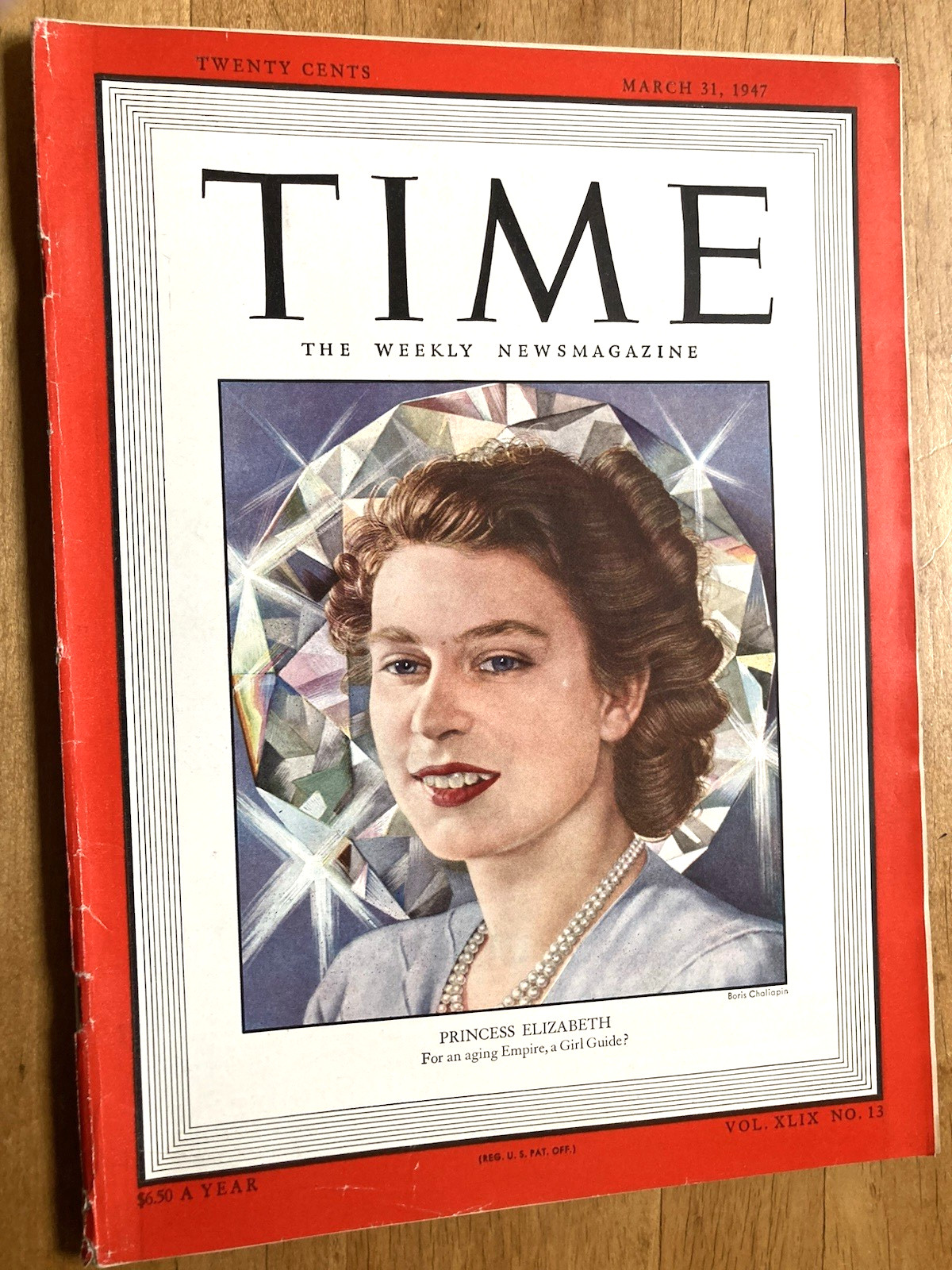 TIME MAGAZINE MARCH 31,1947-PRINCESS ELIZABETH-UNITED KINGDOM’s ROYALTY-NO LABEL