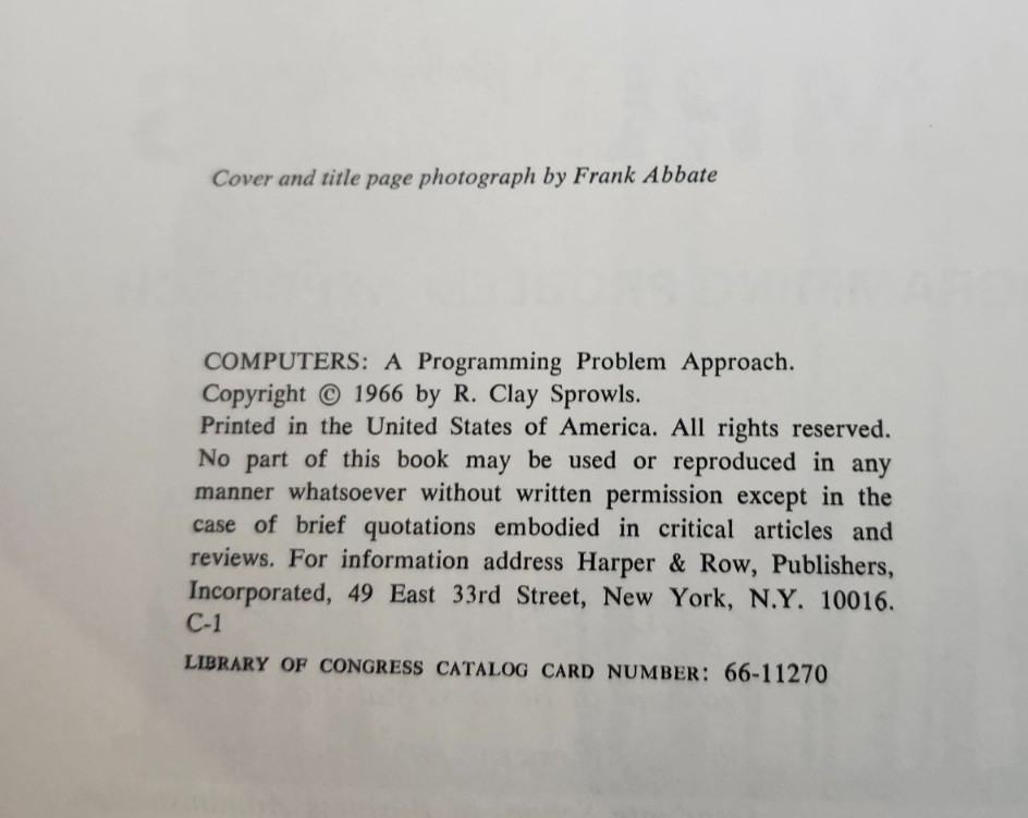 Computers: A Programming Problem Approach by R. Clay Sprowls (Hardcover, 1966)