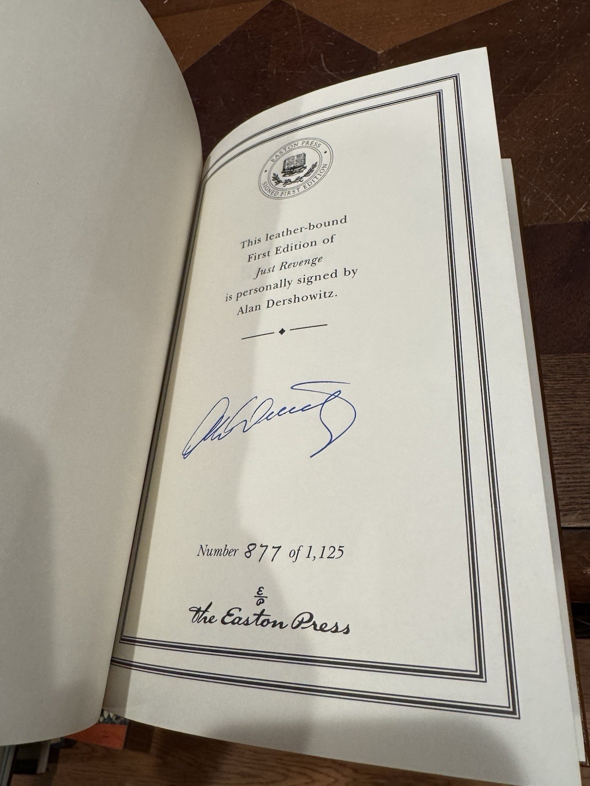 Just Revenge by Alan M. Dershowitz Signed First Edition Leather Easton Press