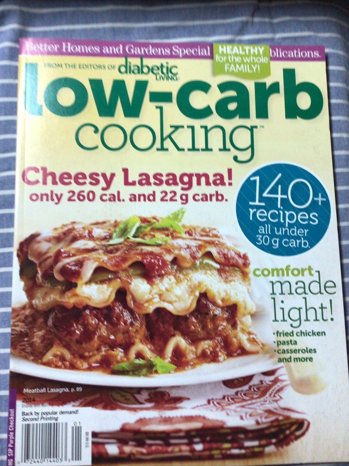 BHG. Low Carb Cooking 2014. Cheesy Lasagna, 140 recipes under 30g carb, comfort