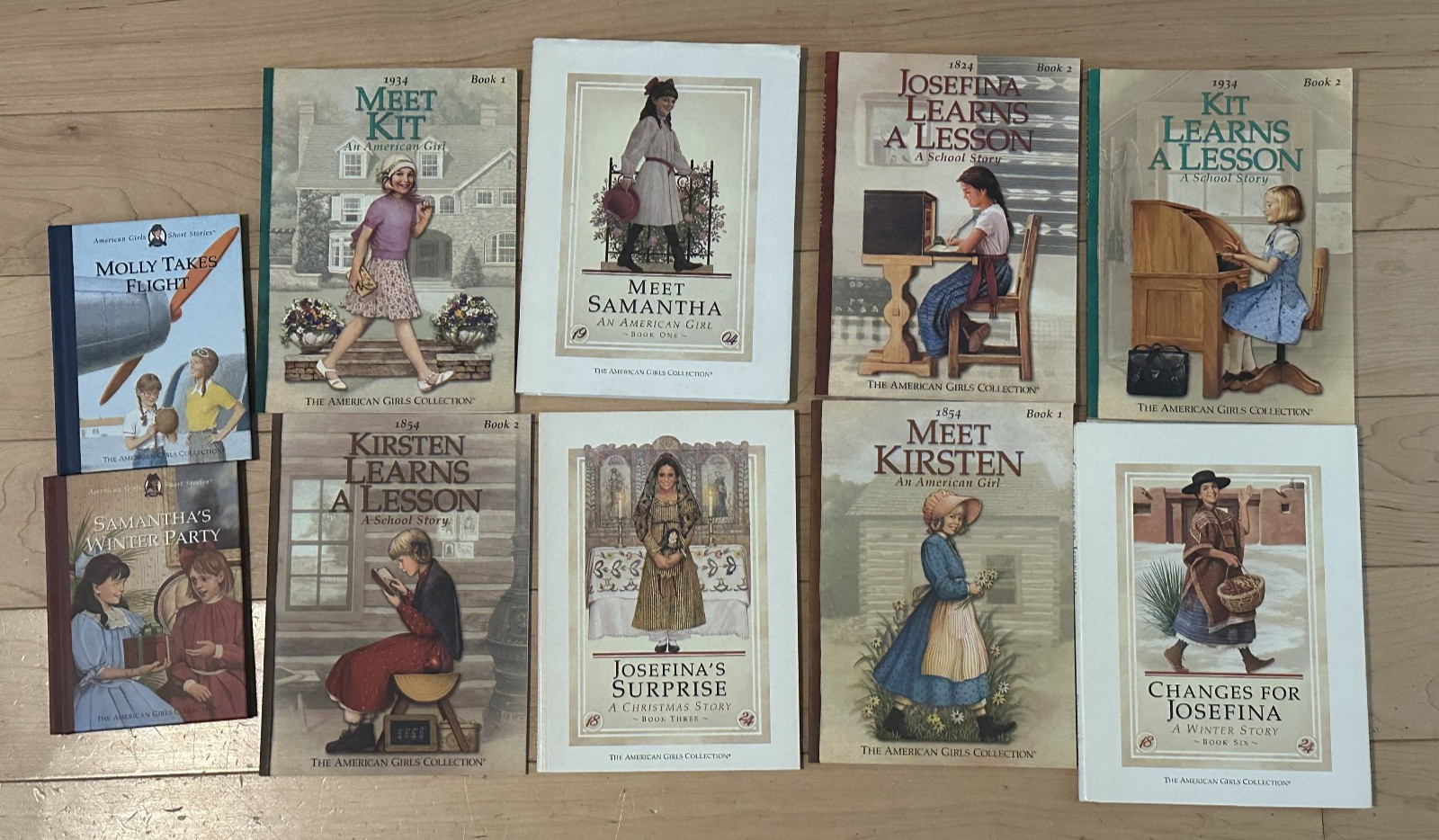 Eight different American Girl books
