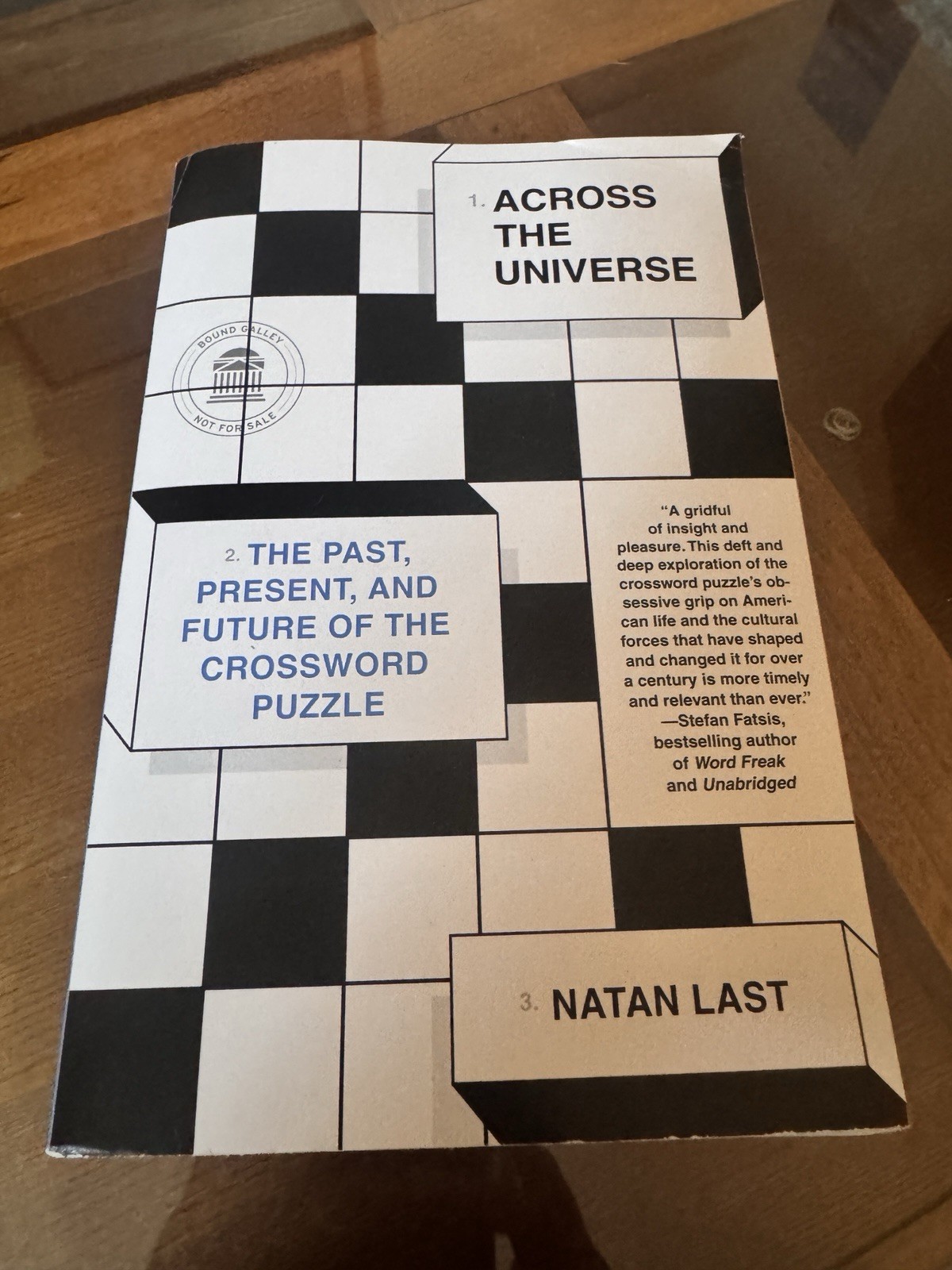 Across the Universe Natan Last Bound Galley ARC Advance Reader Copy Crossword