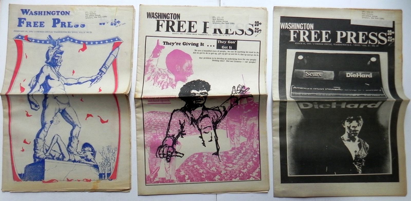 Lot of 38 Issues WASHINGTON DC FREE PRESS 1967-69 Radical Youth Underground USA