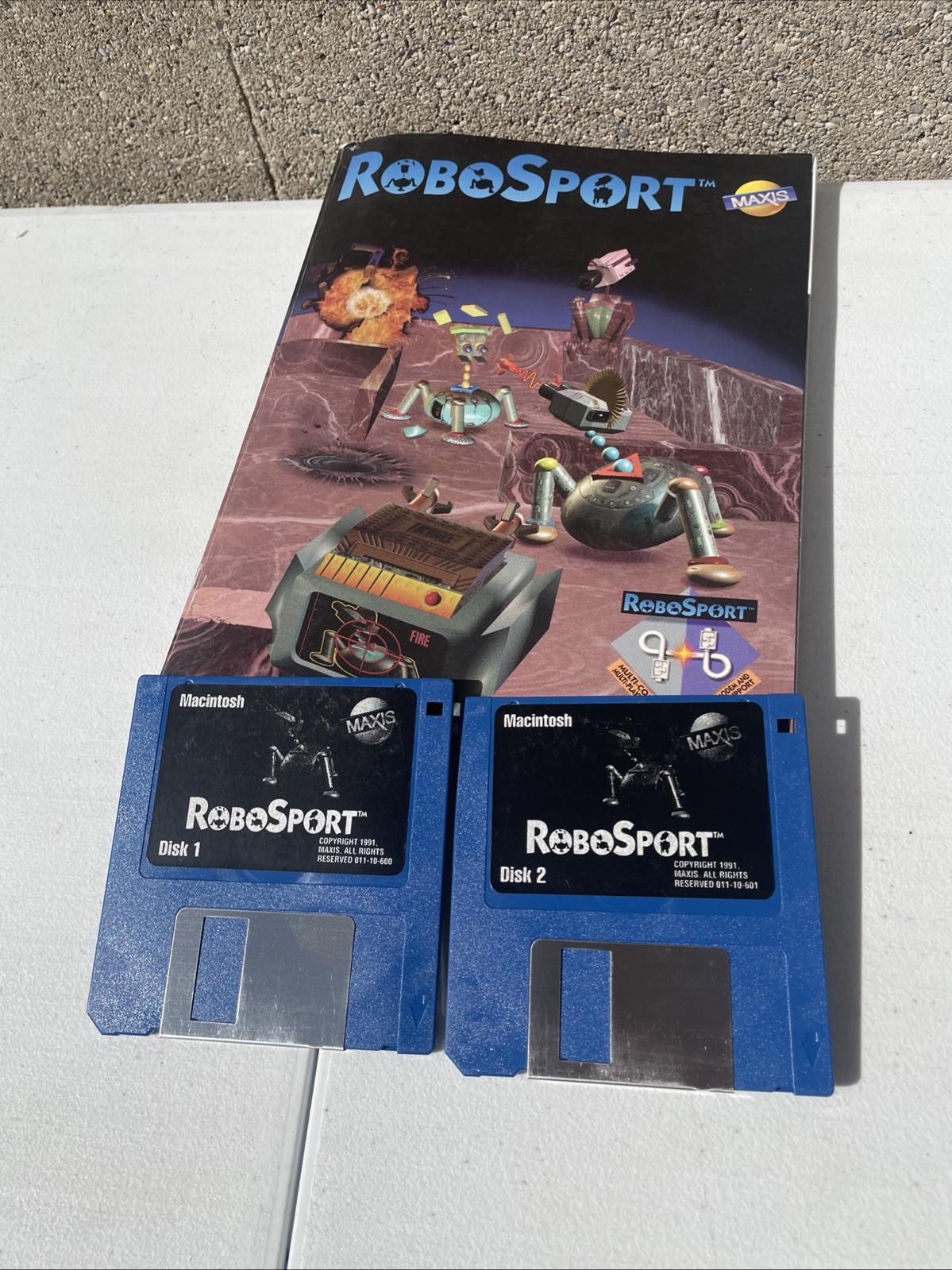 ROBOSPORT 1991 Computer Game Maxis 5.25″ and 3.5″ PC Floppy & Manual Only Mac