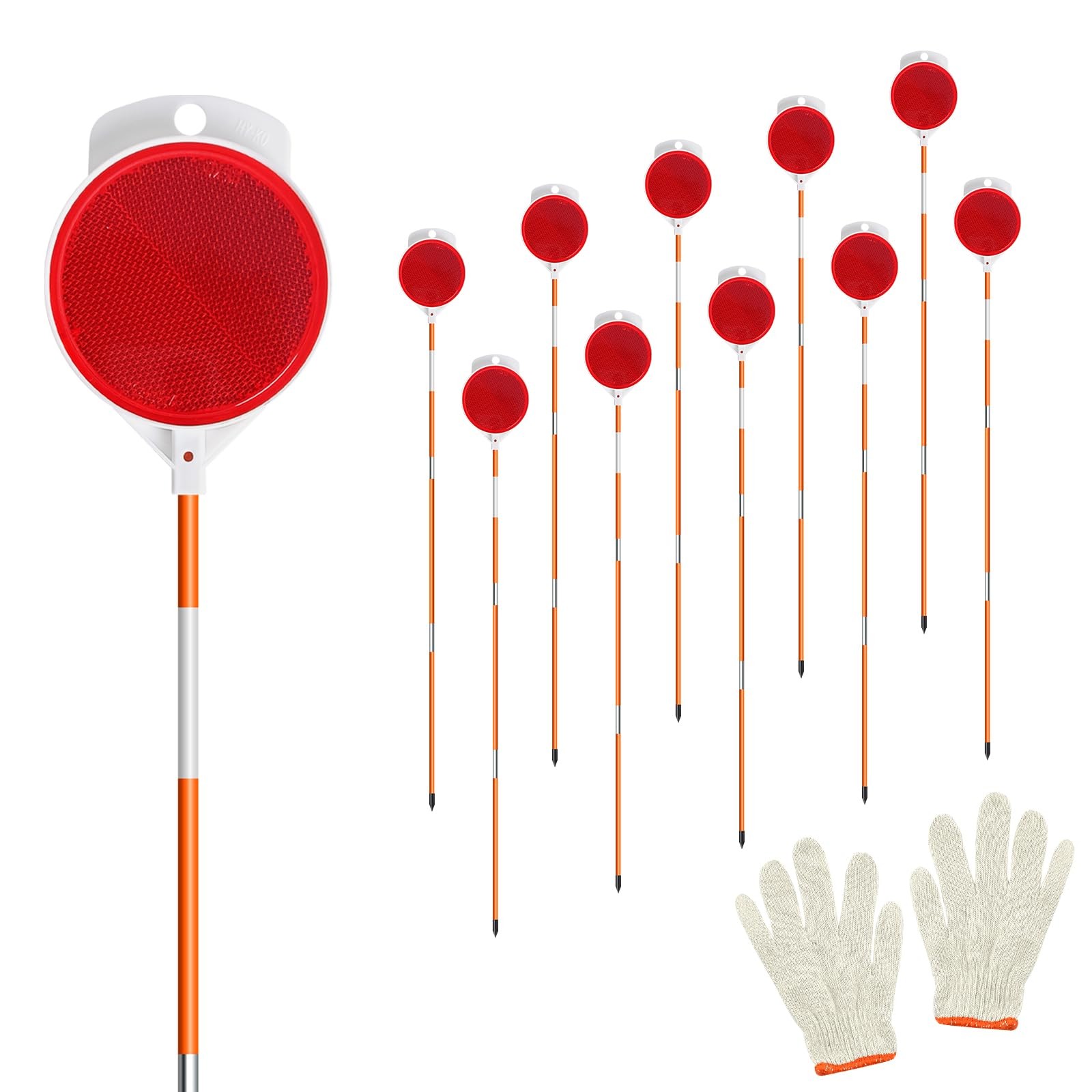 10Pcs Reflective Driveway Markers 48in Reflective for Driveway on Poles Orange