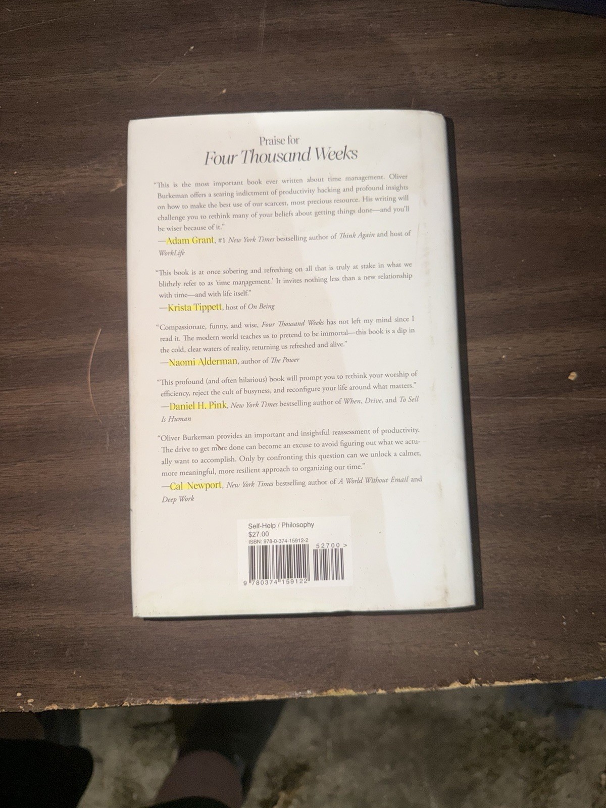 Four Thousand Weeks: Time Management for Mortals Oliver Burkeman HC 2021
