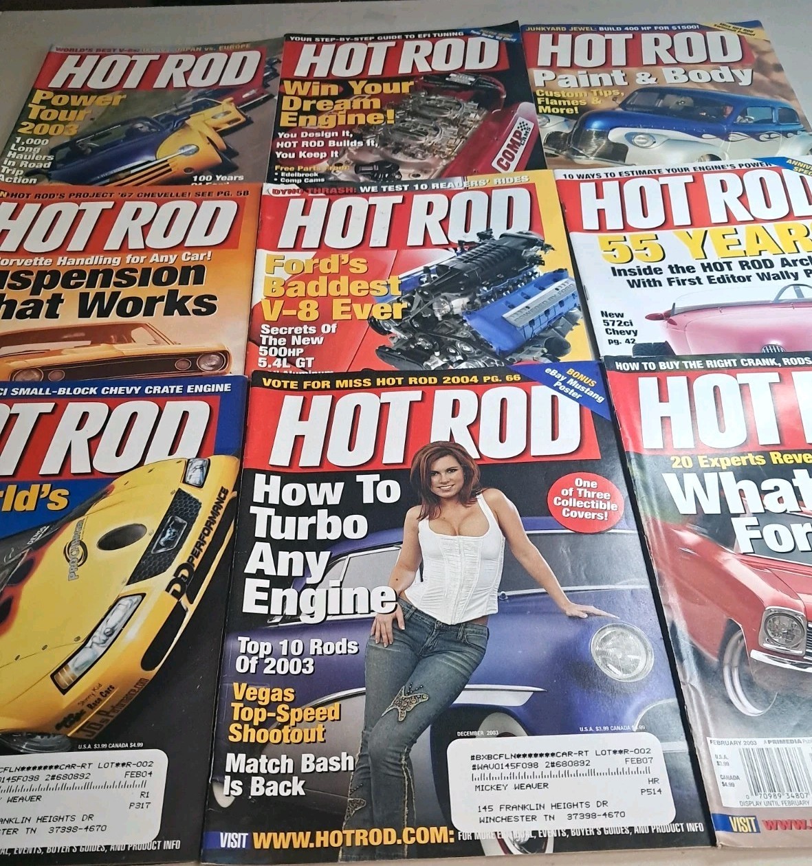 Vtg Lot Of 9 Hot Rod Magazines From 2003