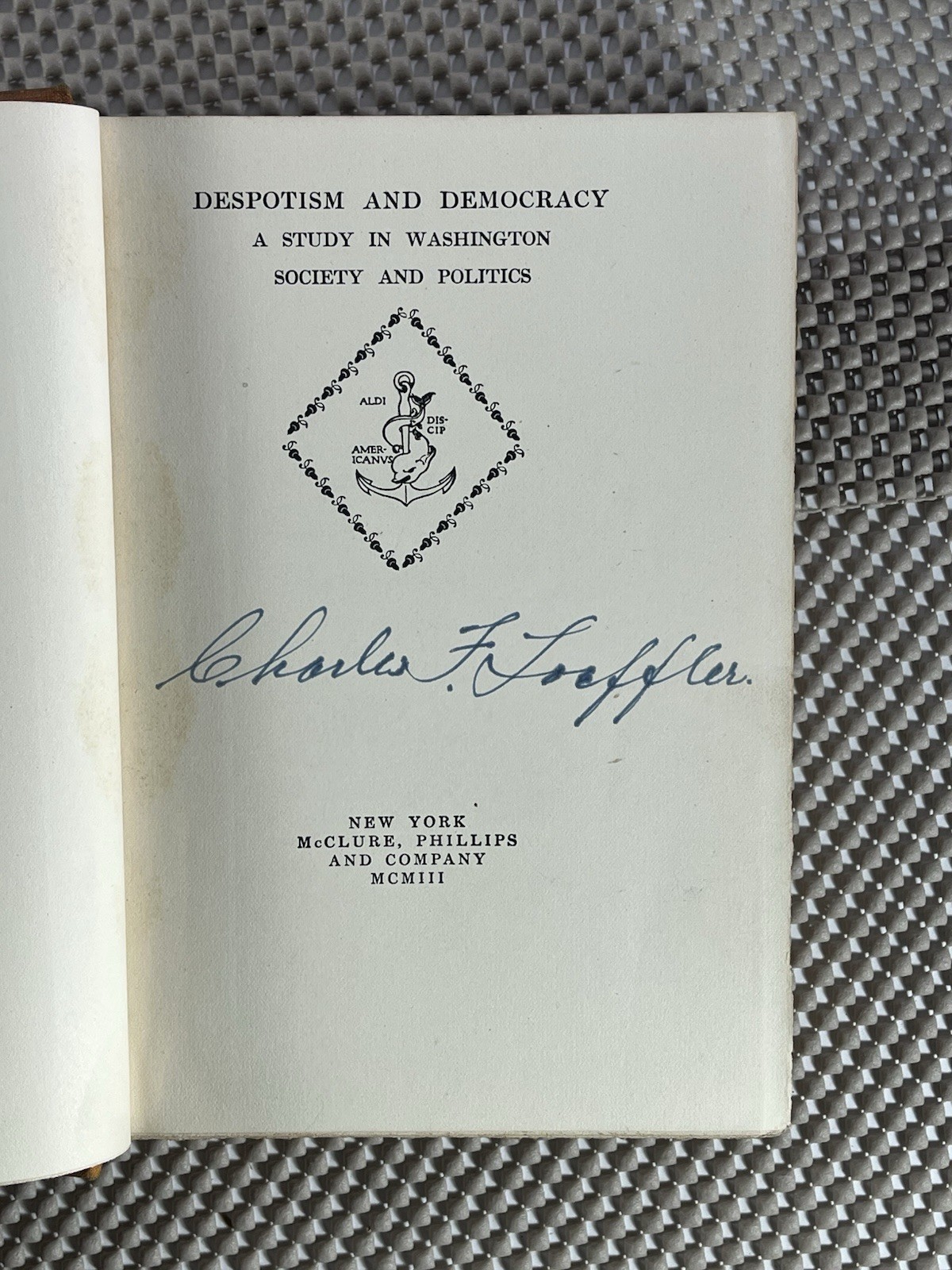 1903 Despotism and Democracy ~ Washington Politics ~ Art Nouveau Gilt Cover HC
