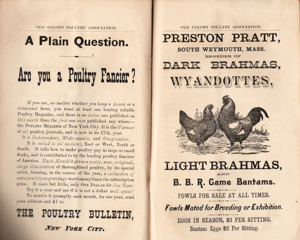 The Second Annual Exhibition of The Old Colony Poultry Association, December1886