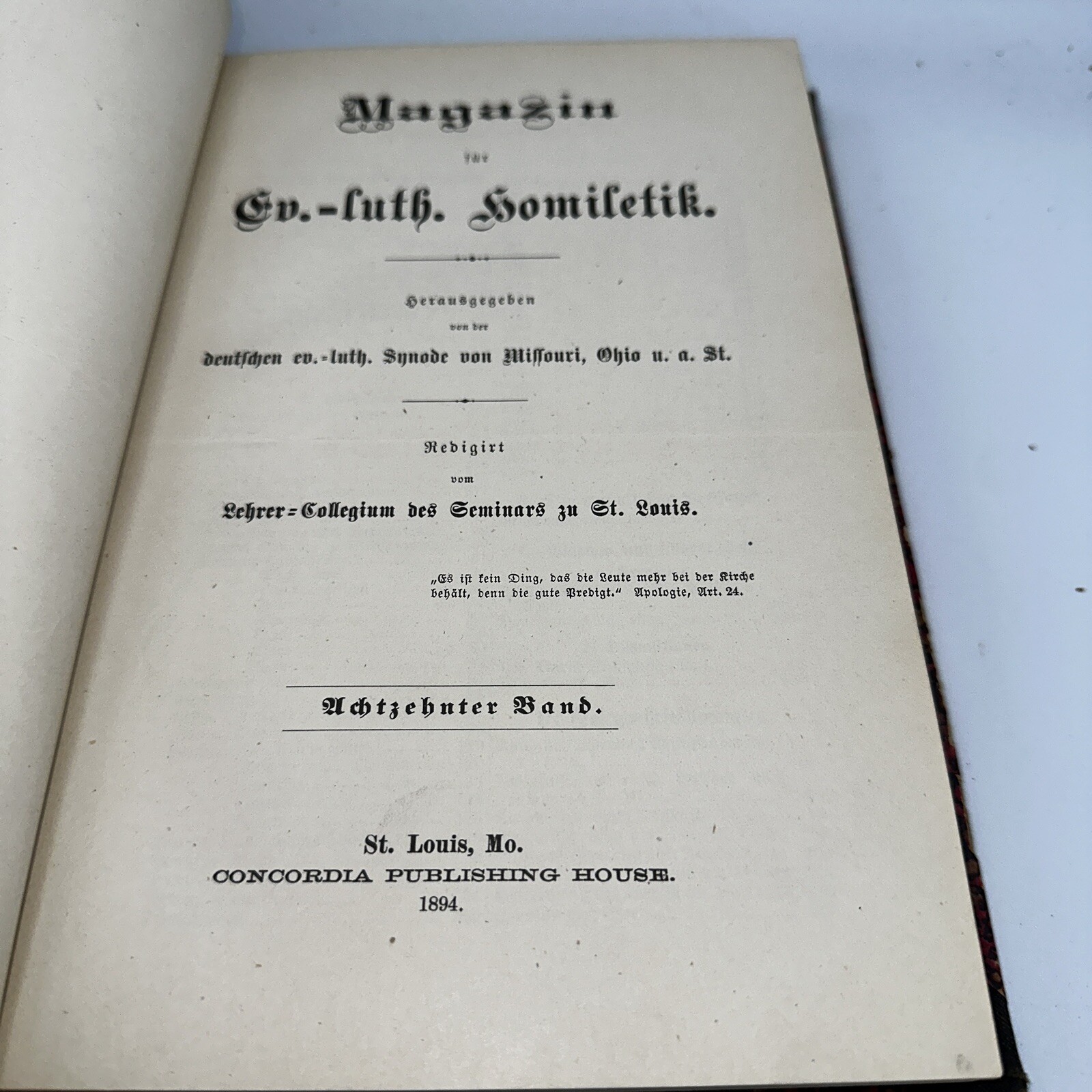 Antique Homeletic Review German translation Lutheran Church 1894 vol 18