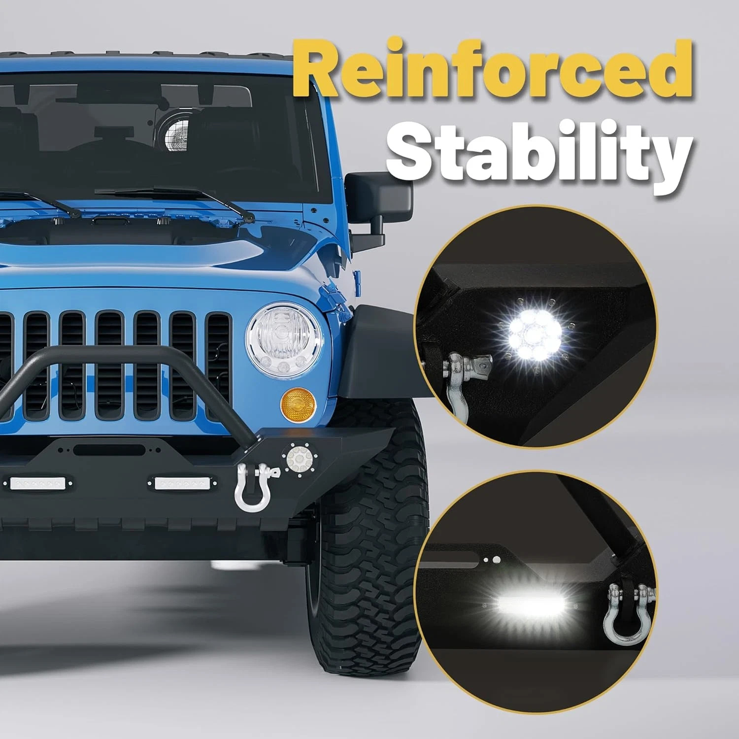 ‎ Front Bumper Compatible with 2007-2025 Wrangler Unlimited JL/JLU & Gladiator J