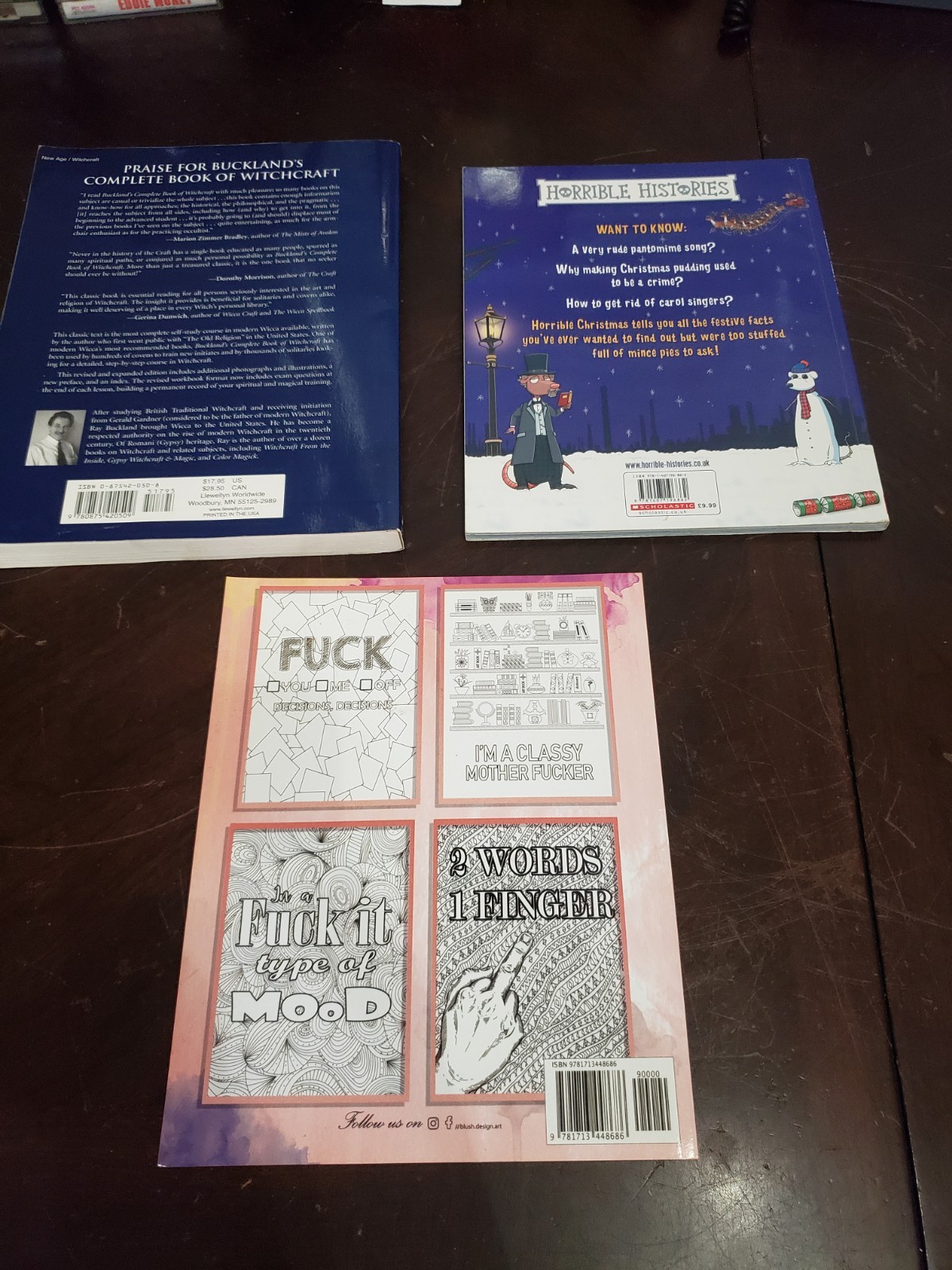 Lot Of 3 Books Buckland’s Complete Book of Witchcraft Horrible Christmas Rare UK