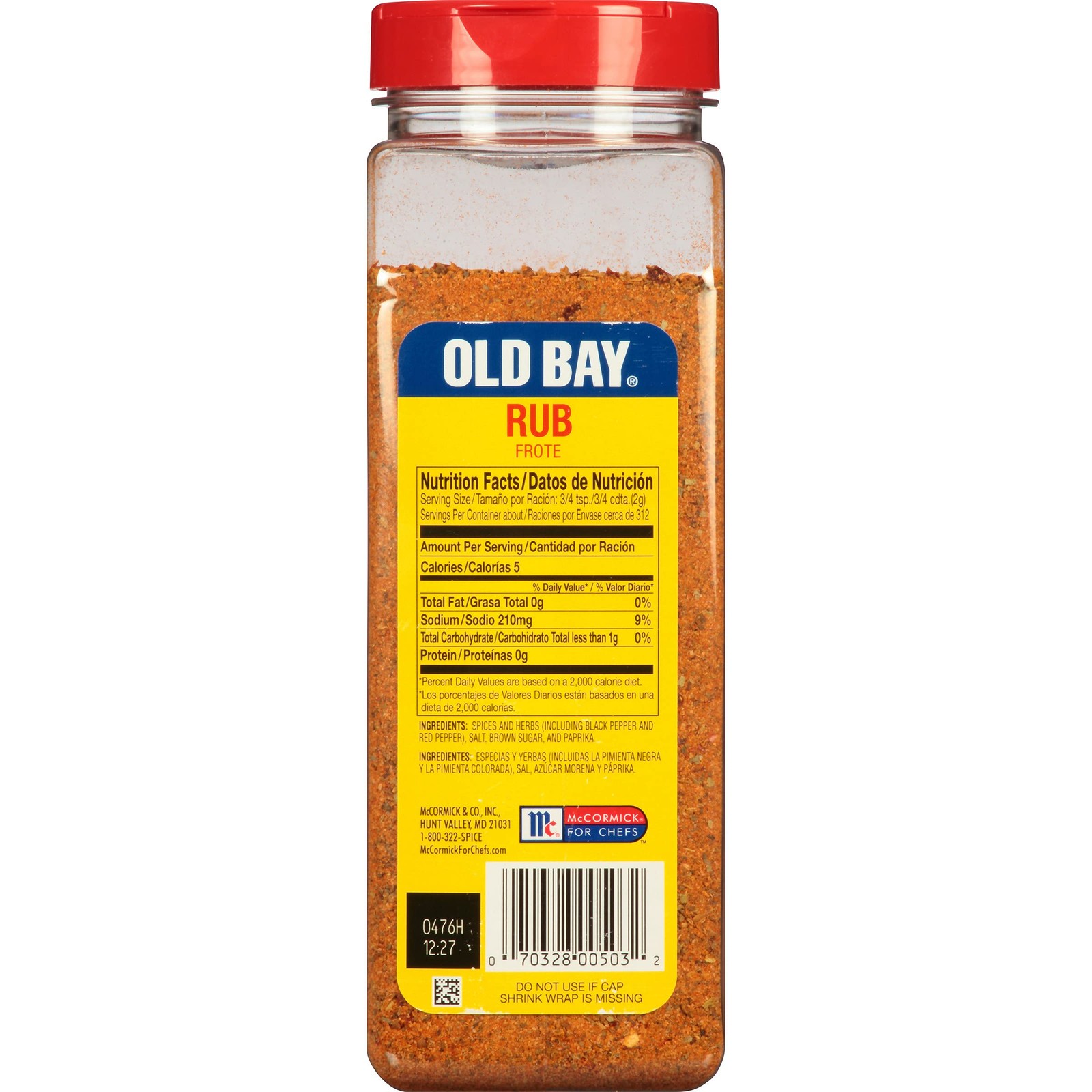 OLD BAY Rub, 22 oz – One 22 Ounce Container 22 (Pack of 1), Rub 22 Oz