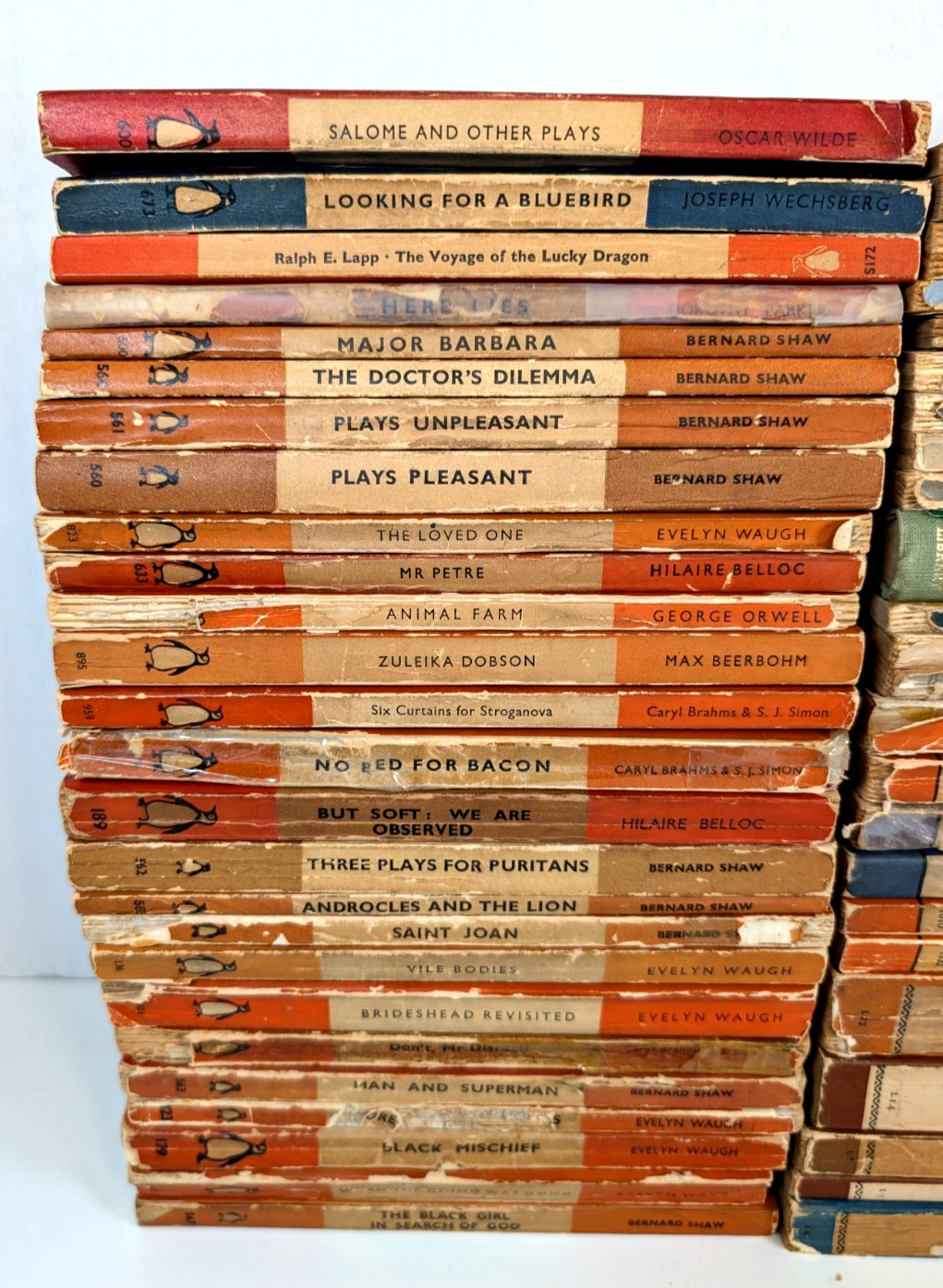 Vintage Penguin Books Lot 49 Orange White Paperback 1940-1960 Classic Literature