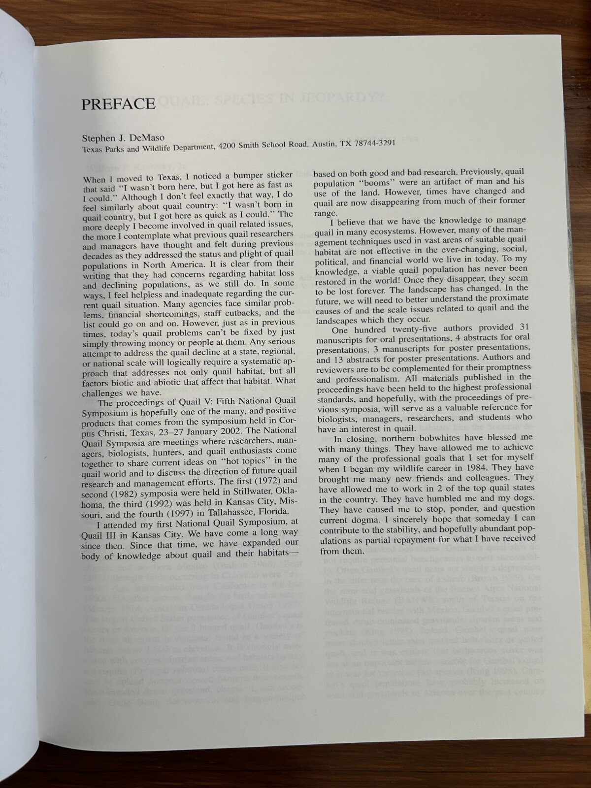 Quail V: Proceedings of the Fifth National Quail Symposium 2002 HC 254 pages