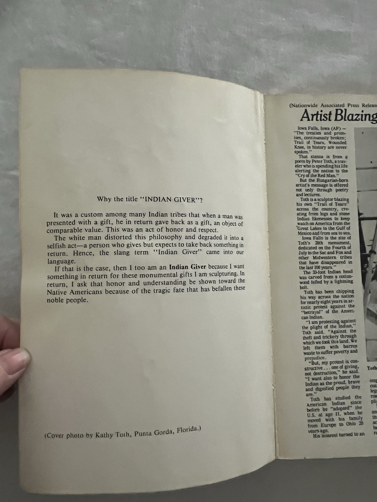 Indian Giver by SIGNED by Peter Wolf Toth (Trade Paperback) 1983 print